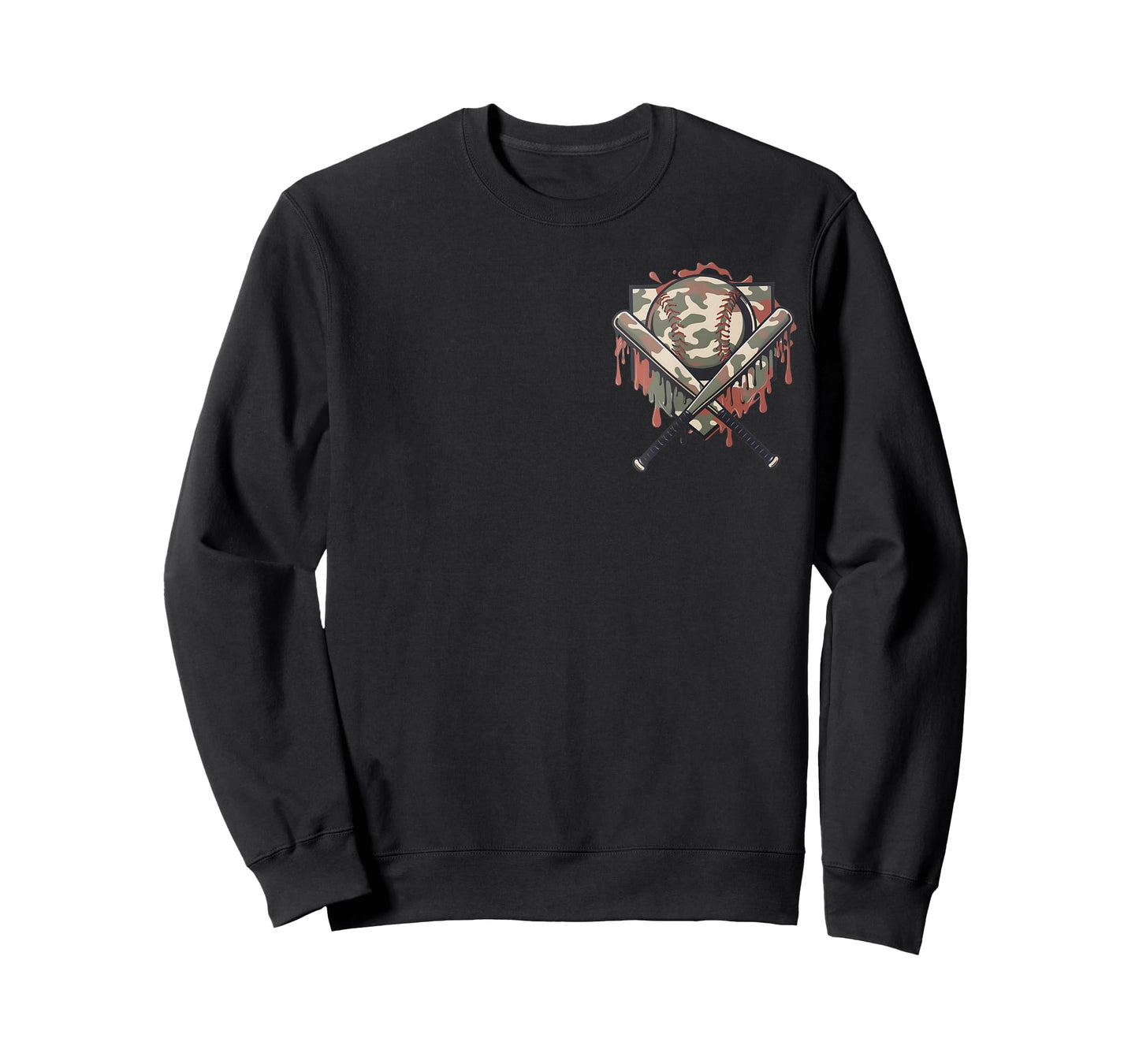 Camo Baseball Drip Shirt Boys Ice Cream Dripping Pocket T-Shirt