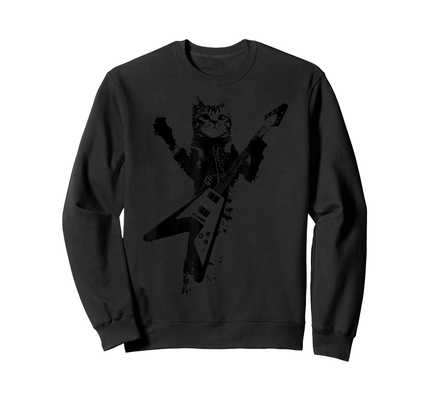 Cat Playing Flying V Guitar Musician Cat Lover Men Women T-Shirt