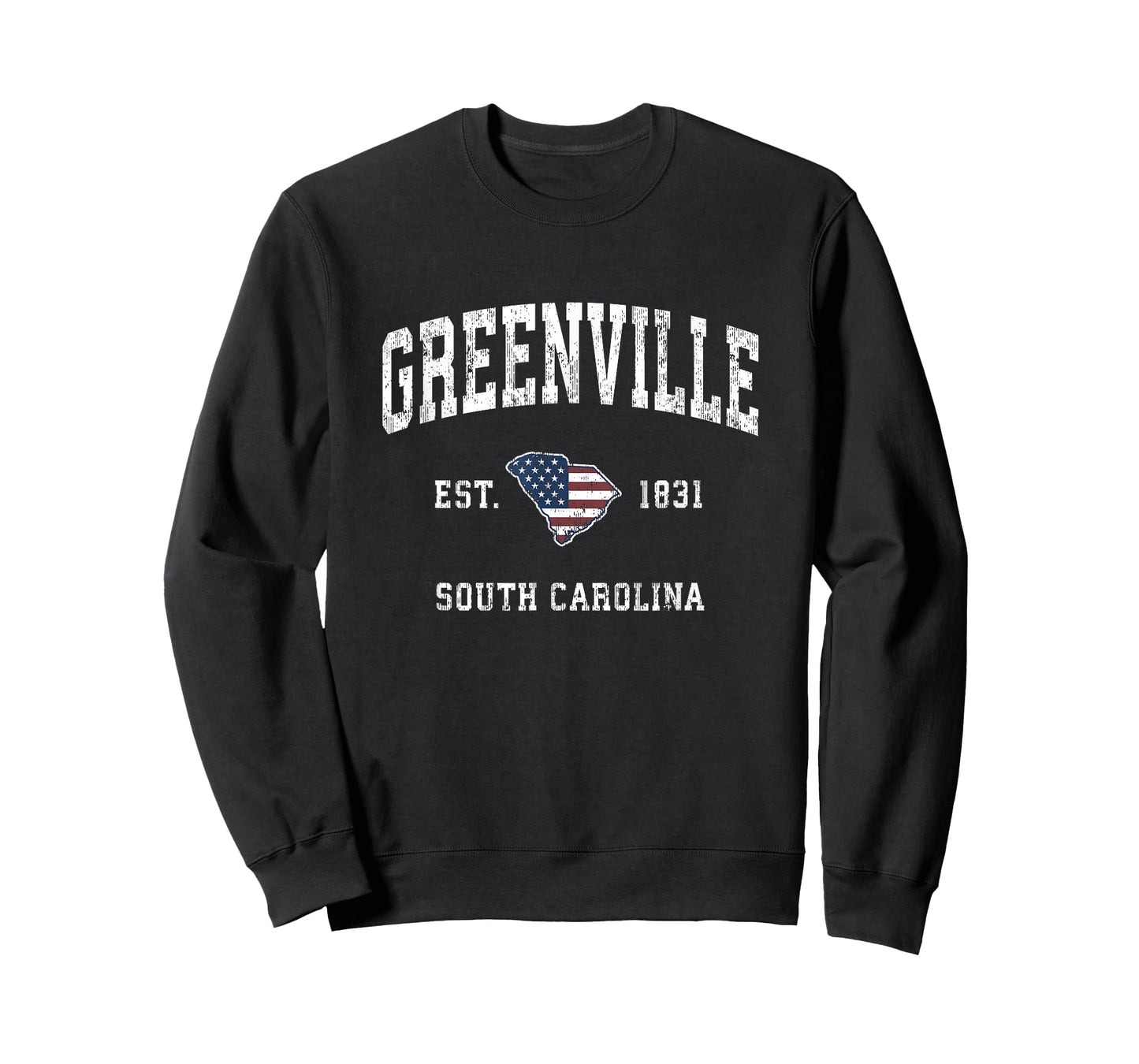 Greenville South Carolina SC Vintage American Flag Design Women Kids Men T-Shirt