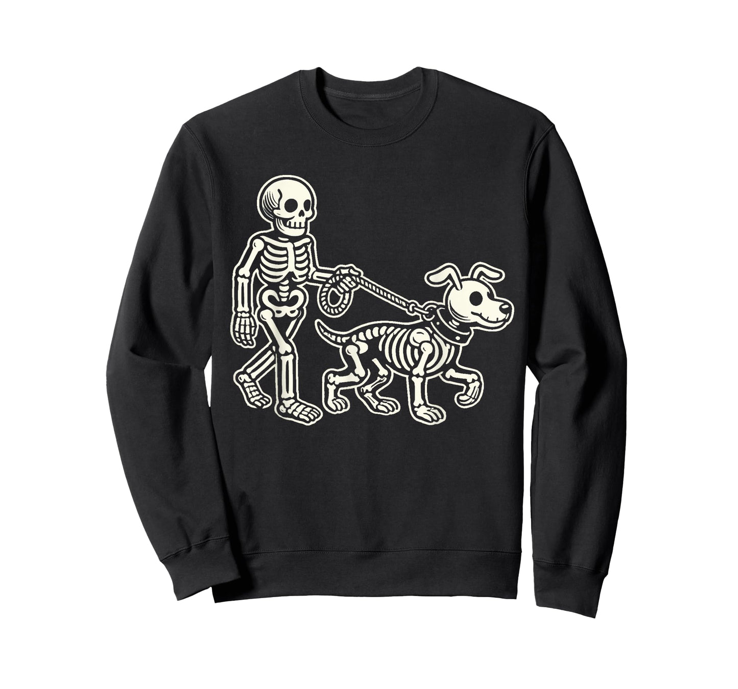 Skeleton Leads Dog Funny Skull Pet For Halloween Costume T-Shirt for Men Women Kids