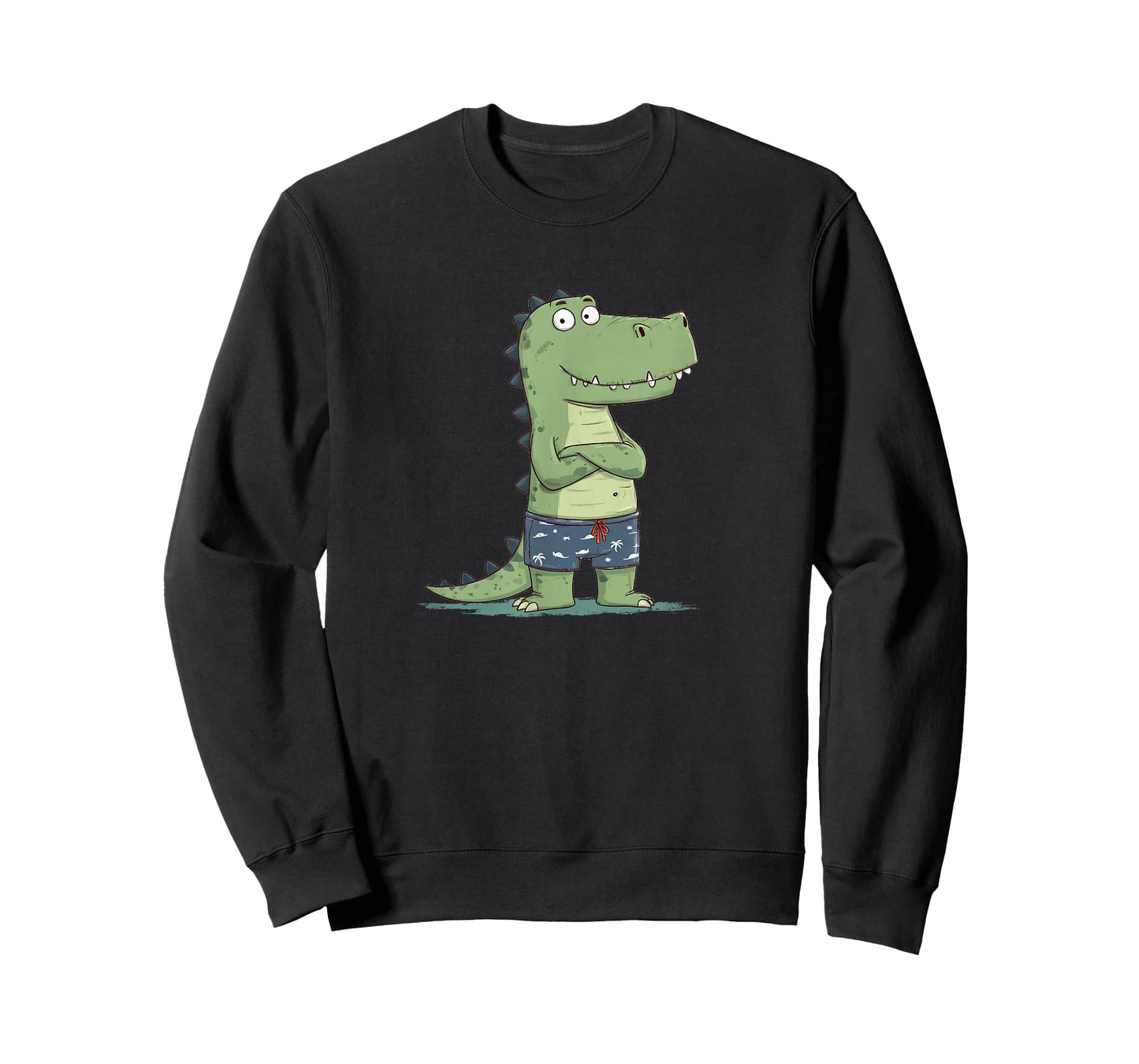 Funny Smiling Alligator in Swim Shorts for Boys and Girls T-Shirt