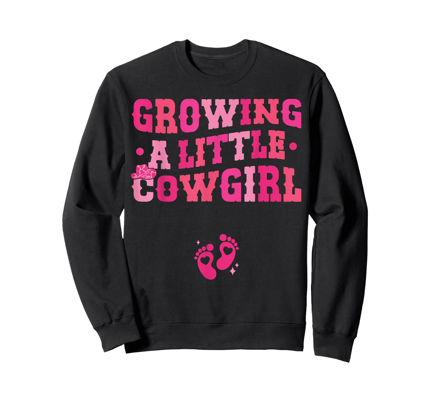 Country Pregnancy Announcement Apparel Co. Growing a Little Cowgirl - Black X-Small Short Sleeve Crew Neck T-Shirt