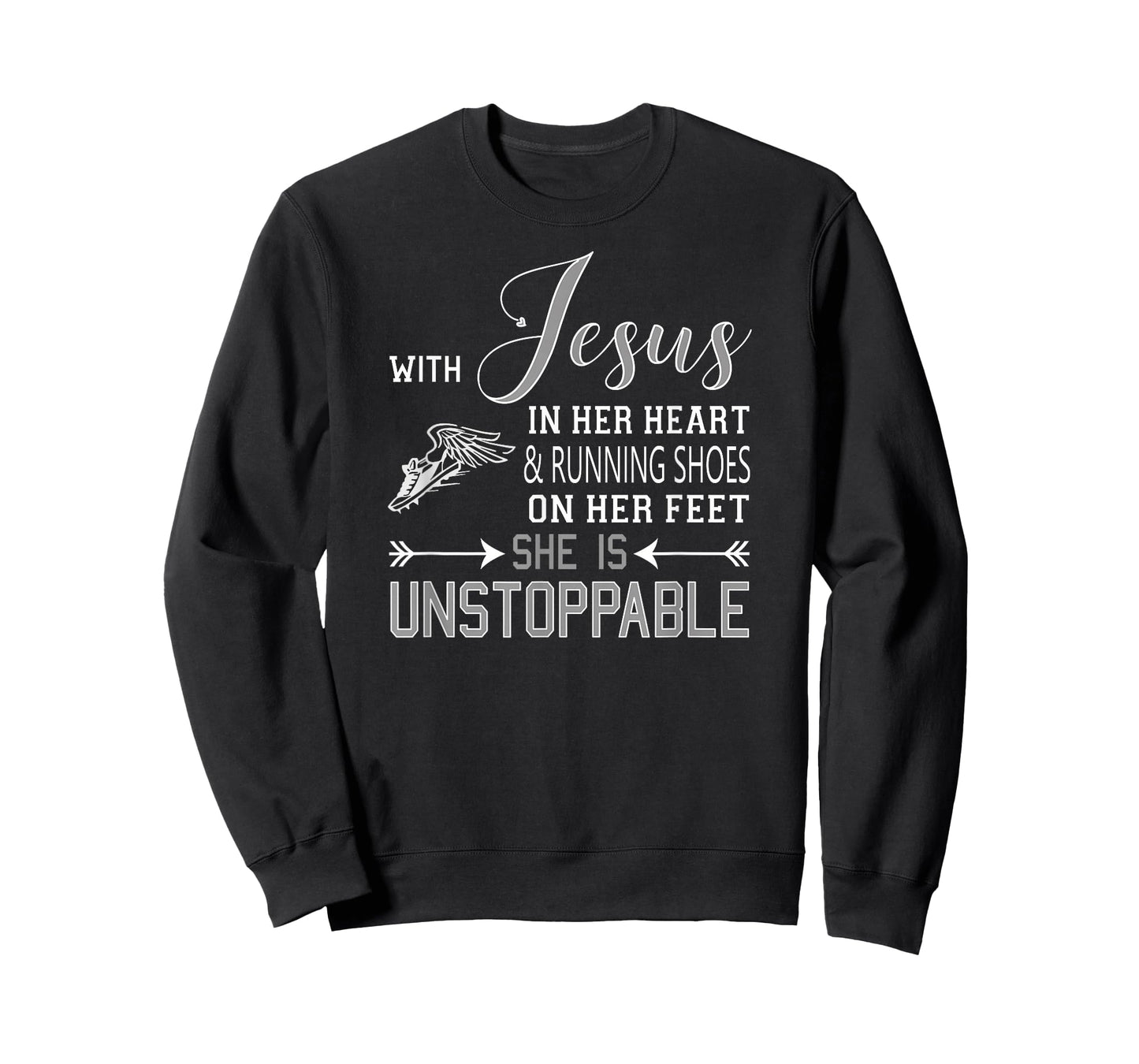 WITH JESUS IN HER HEART and RUNNING SHOES ON Feet She Is T-Shirt