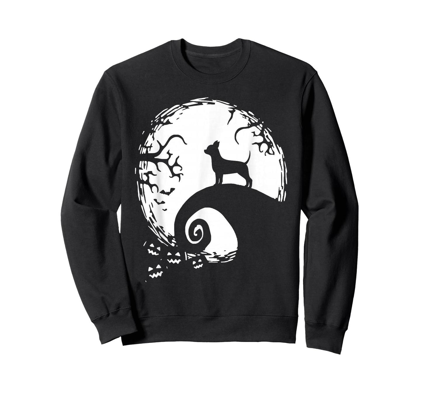 Chihuahua Dog Halloween With Moon Pumpkin Silhouette T-Shirt