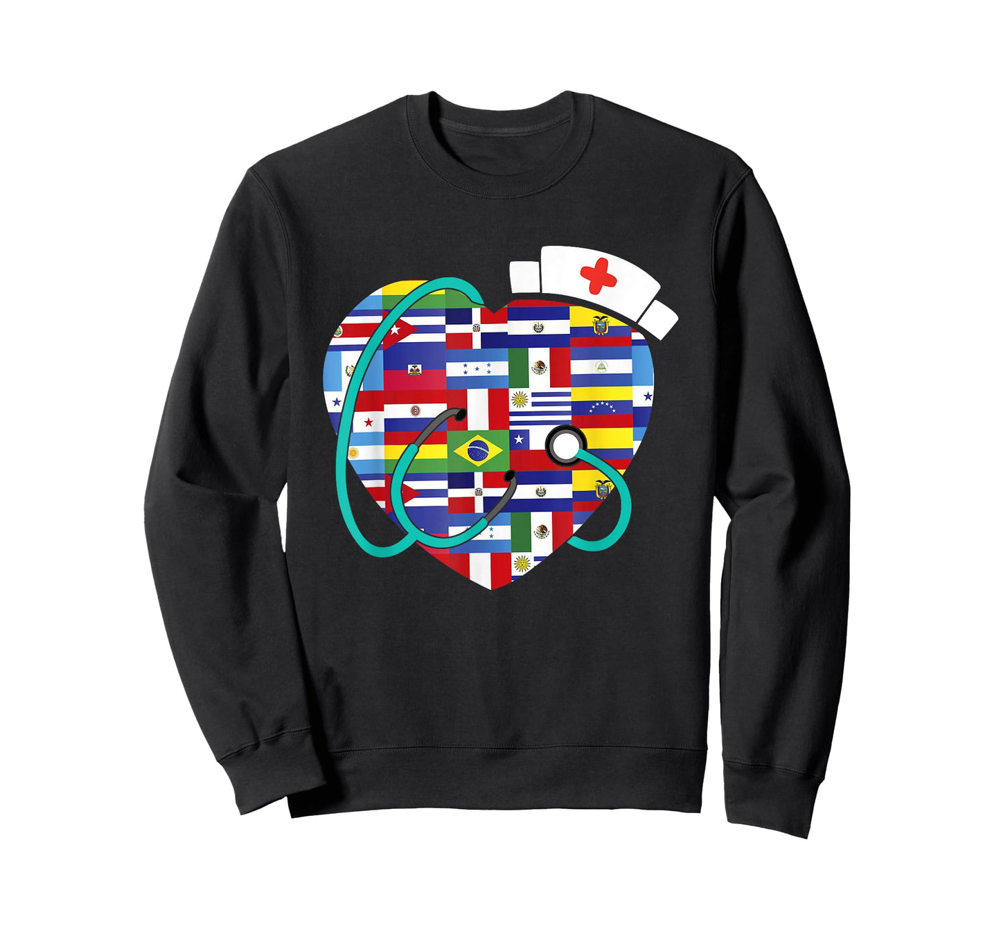 Hispanic Heritage Month Latino Countries Flags Nurse T-Shirt