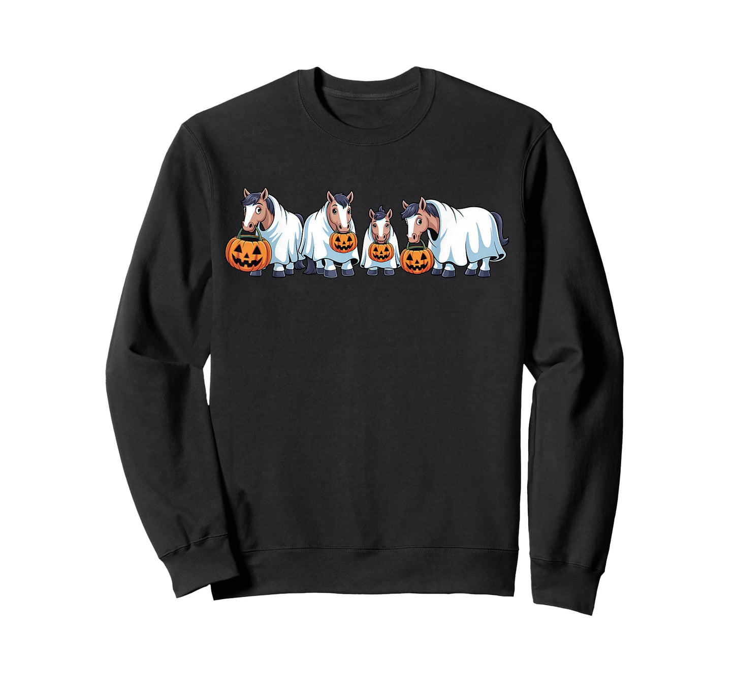 Spooky Horses Ghost Funny Halloween Animals Lover Pumpkin T-Shirt