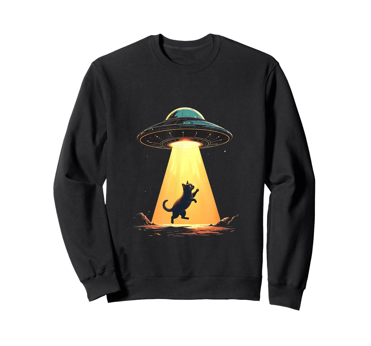 Cat Abduction by UFO Space Theme Funny Pet Lover Design T-Shirt