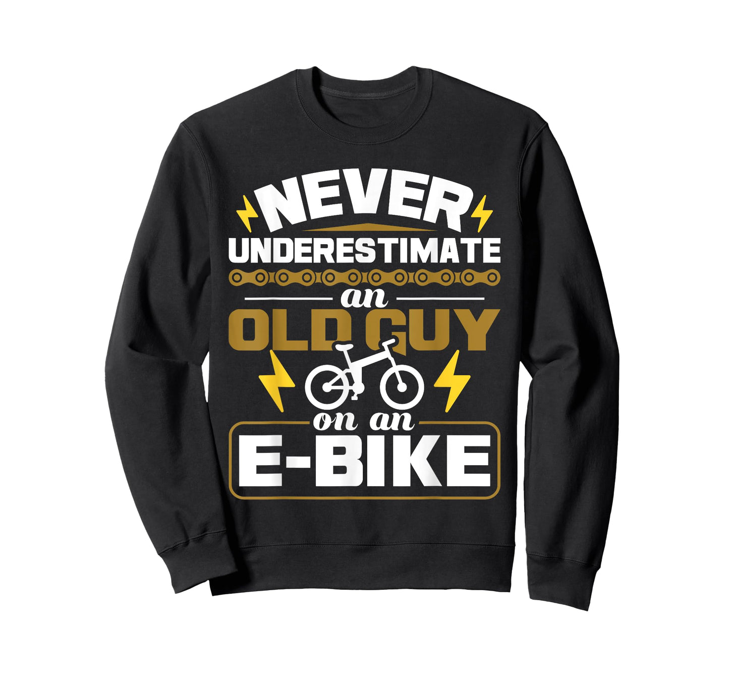 Never Underestimate an Old Guy On an E-Bike Electric Bicycle T-Shirt Small
