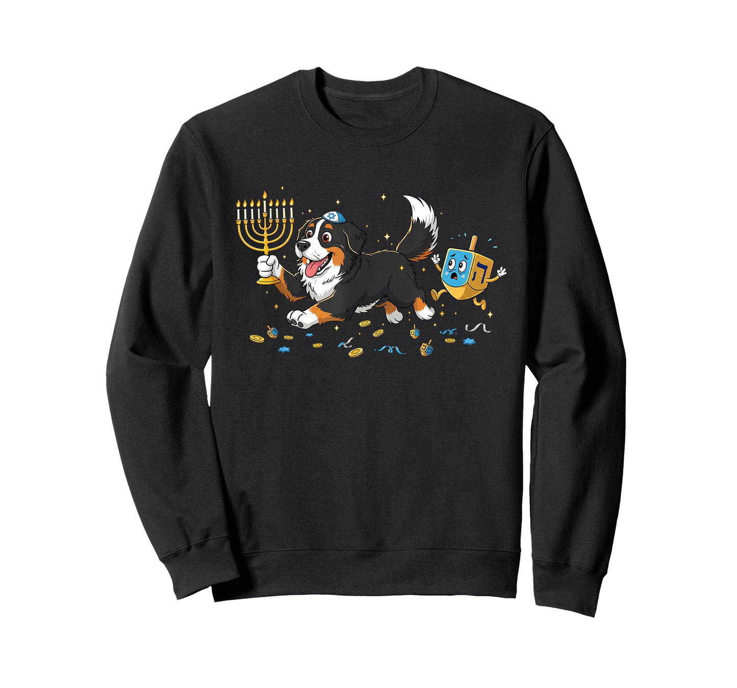 Bernese Mountain Dog Dreidel Menorah Hanukkah Womens Mens T-Shirt