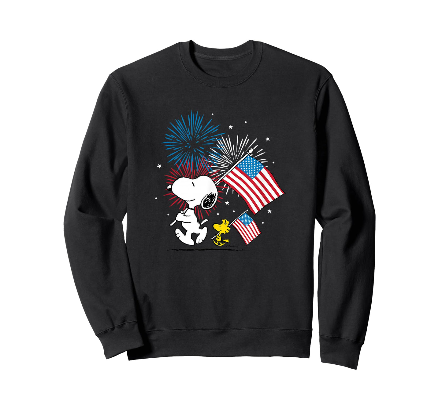Peanuts - Snoopy & Woodstock American Flags & Fireworks T-Shirt