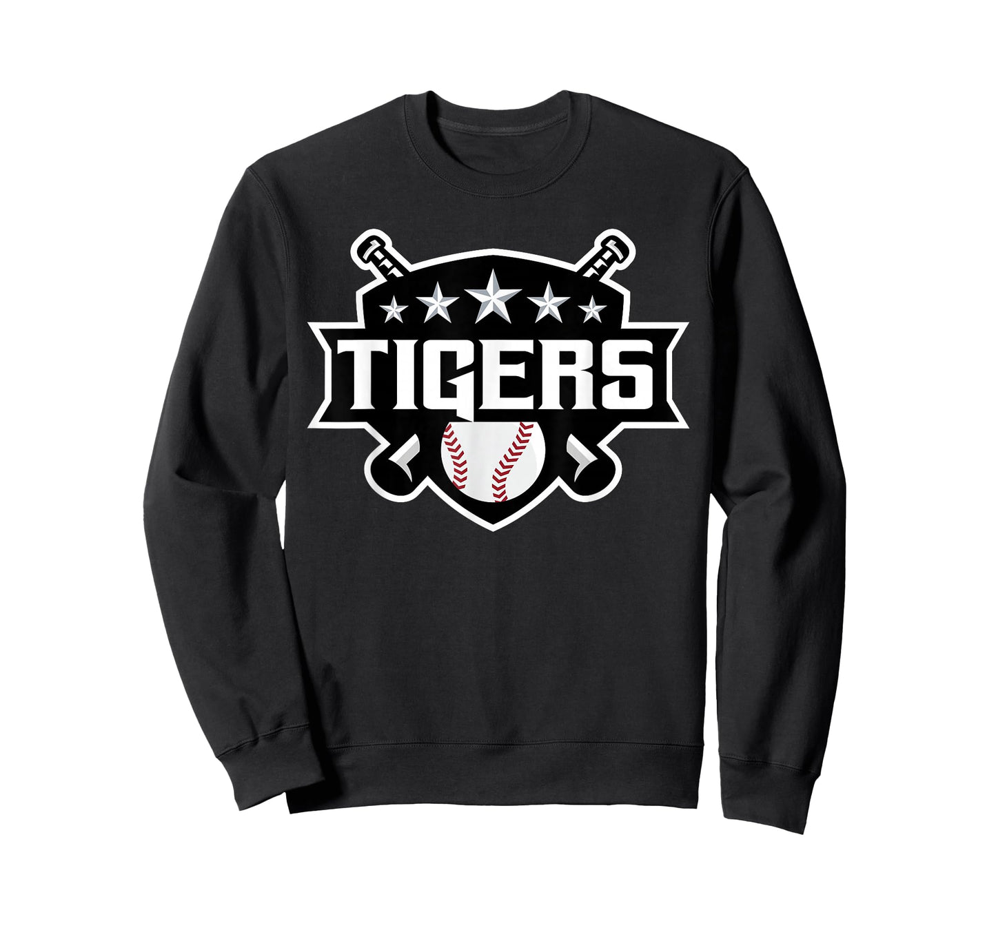 Tigers Baseball Sports Game Day Spirit Print Stars Mom Dad T-Shirt