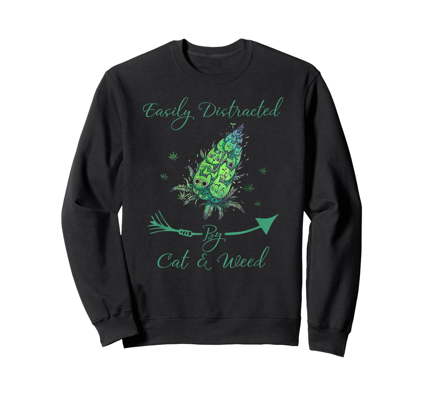Easily Distracted By Cats _ Weed Funny Animal Pet Cat Smoked T-Shirt