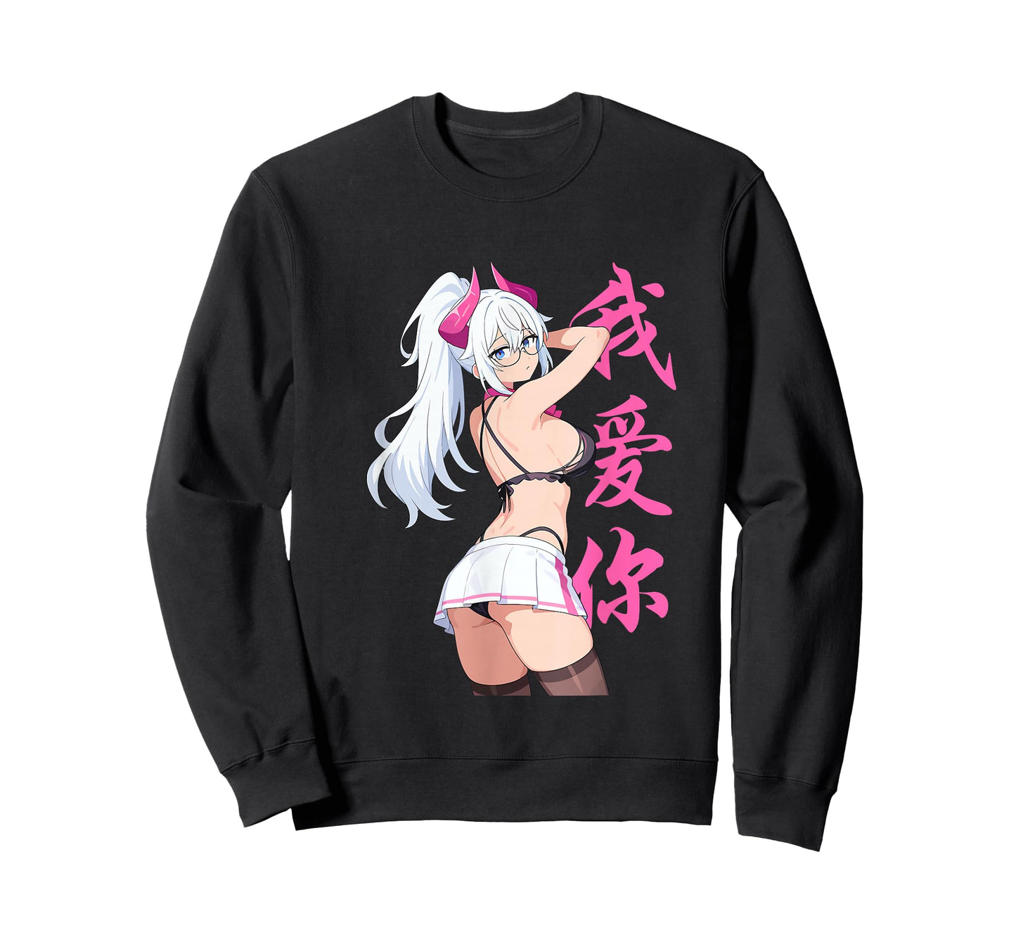 Waifu Sexy Anime Girl Horns Mini Skirt Japanese Retro Art T-Shirt