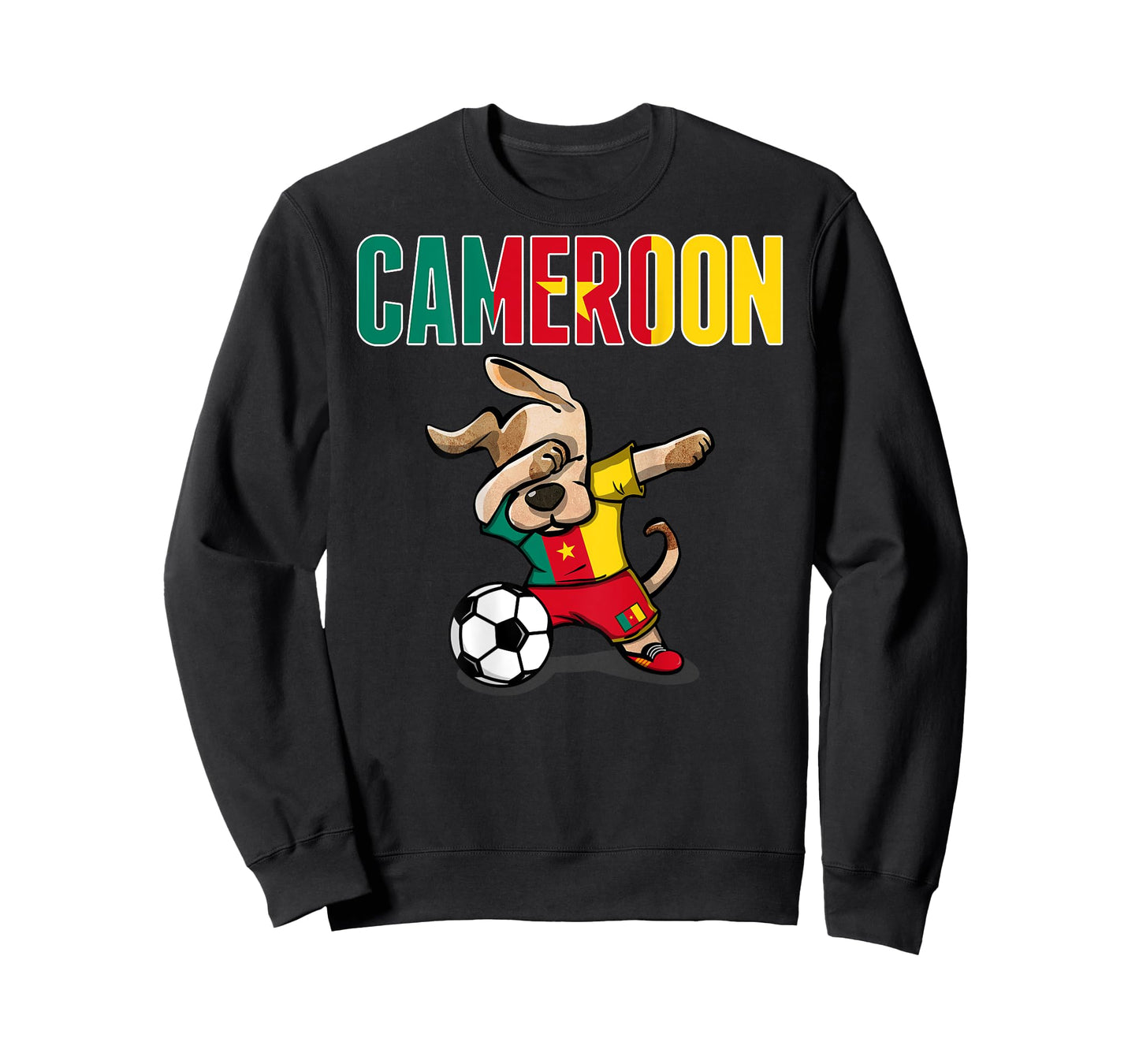 Dabbing Dog Cameroon Soccer Lovers Jersey Cameroonian Flag Men Women Kids T-Shirt