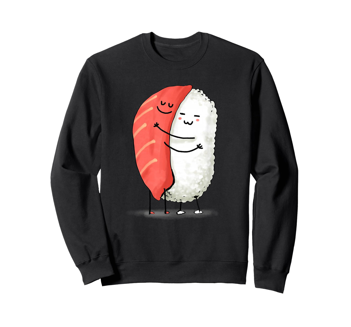 Wowsome! Unisex-Adults Sushi Lover T-Shirt - Black - Small - Short Sleeve - Japanese Anime Sushi Hug Design