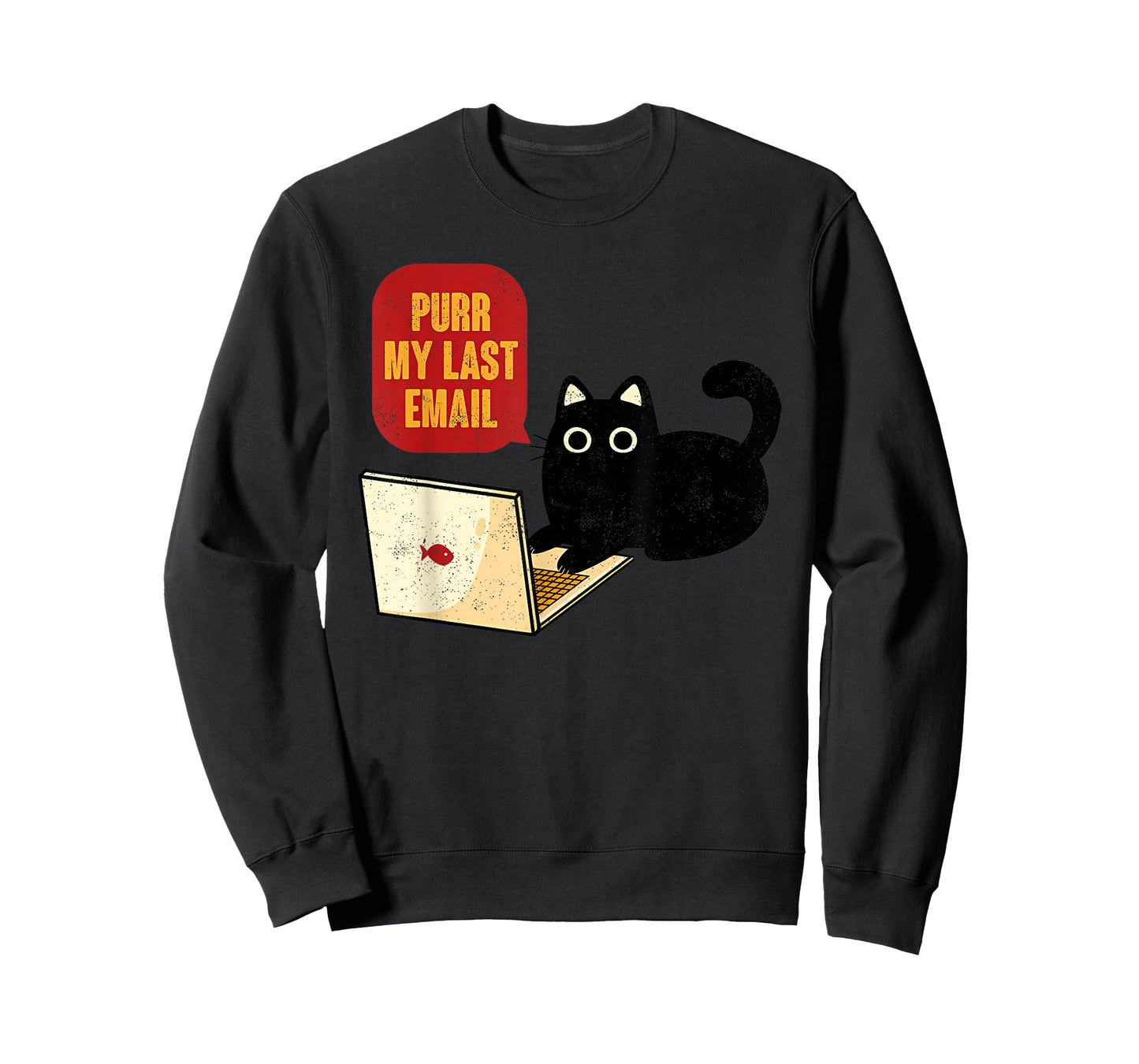 Vintage Purr My Last Email Black Cat Funny Home Office T-Shirt for Men Women