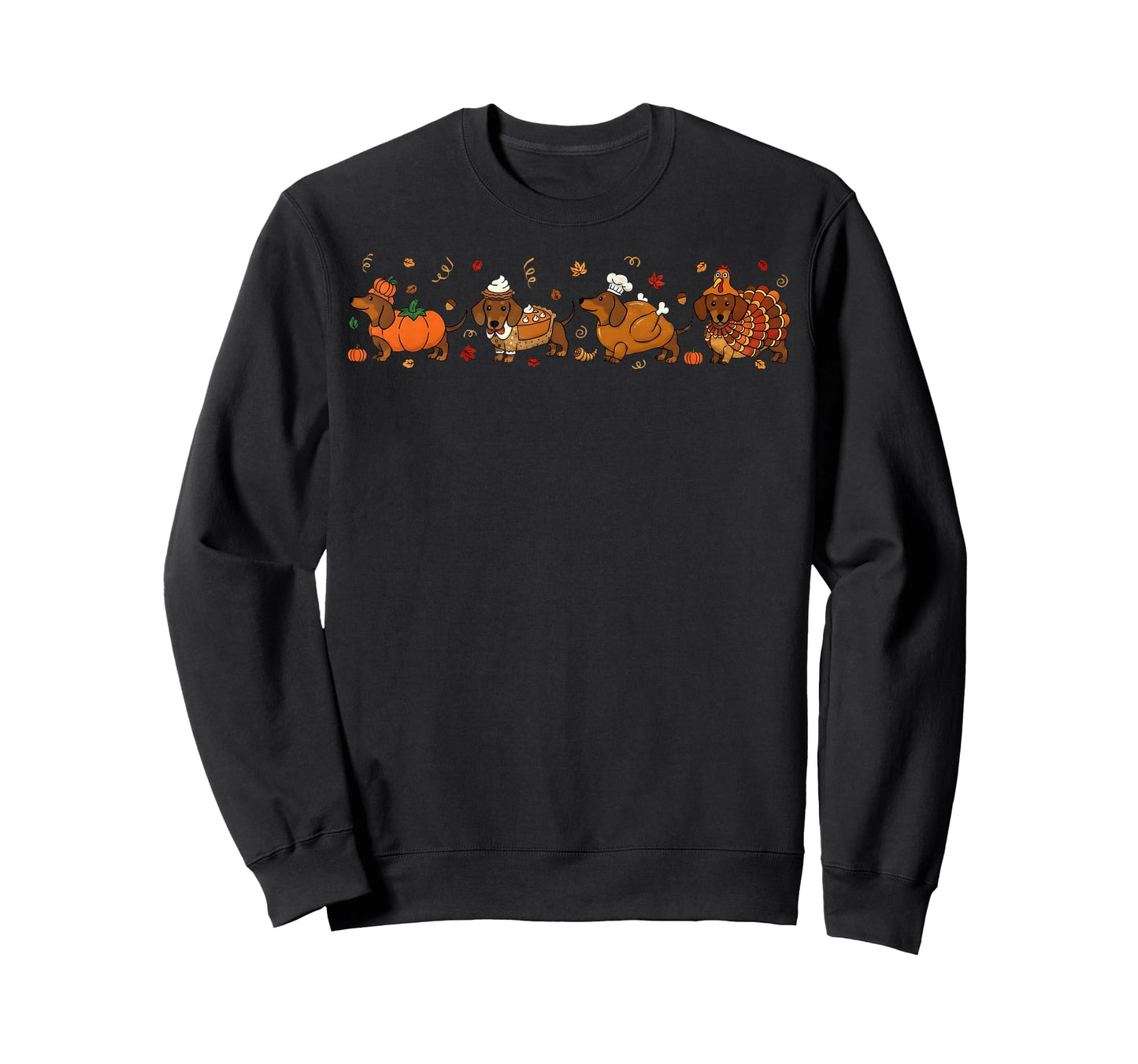 Dachshund Dog Pumpkin Pie Turkey Men Women Kid Thanksgiving T-Shirt