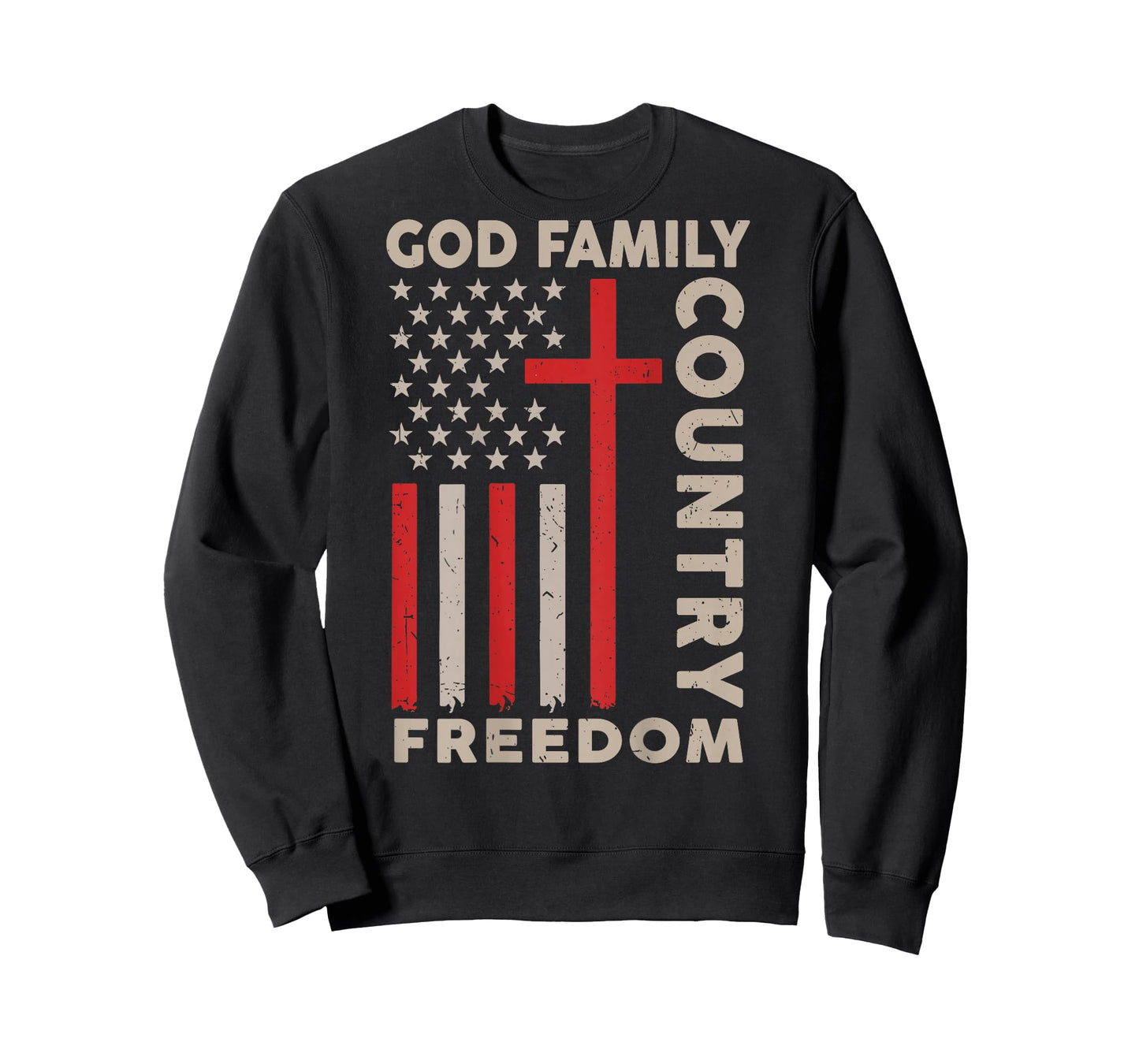 On-Back God Family Country Freedom Patriotic Christian Faith T-Shirt