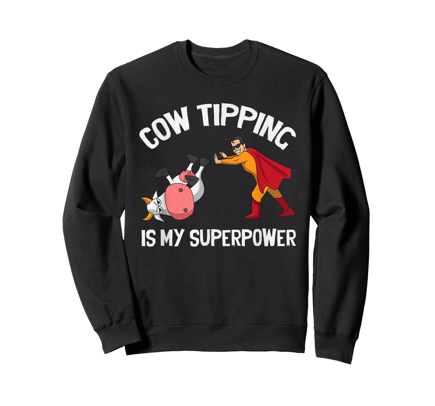 Funny Cow Tipping Redneck Super Hero Humor Country Farm Boy T-Shirt