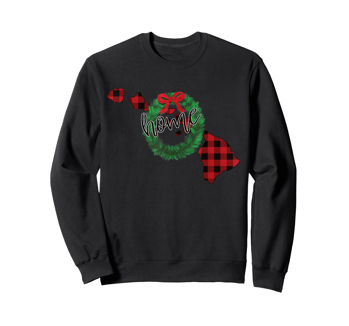 Hawaii Buffalo Plaid Christmas Home Wreath Retro T-Shirt