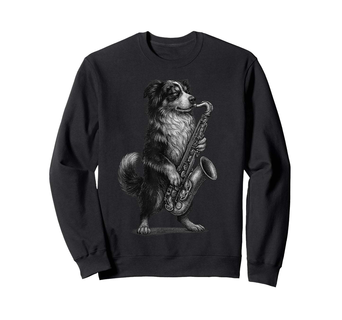 Australian Shepherd Playing Saxophone Jazz Music Dog Lover T-Shirt