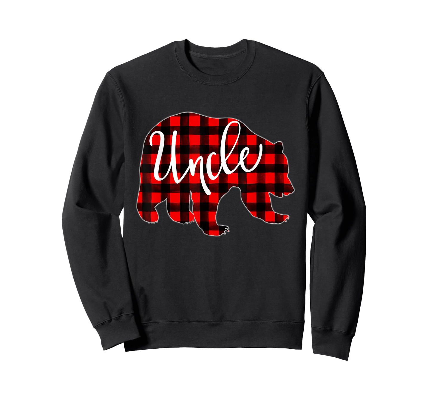 Red Plaid Uncle Bear Matching Family Christmas Eve Buffalo T-Shirt