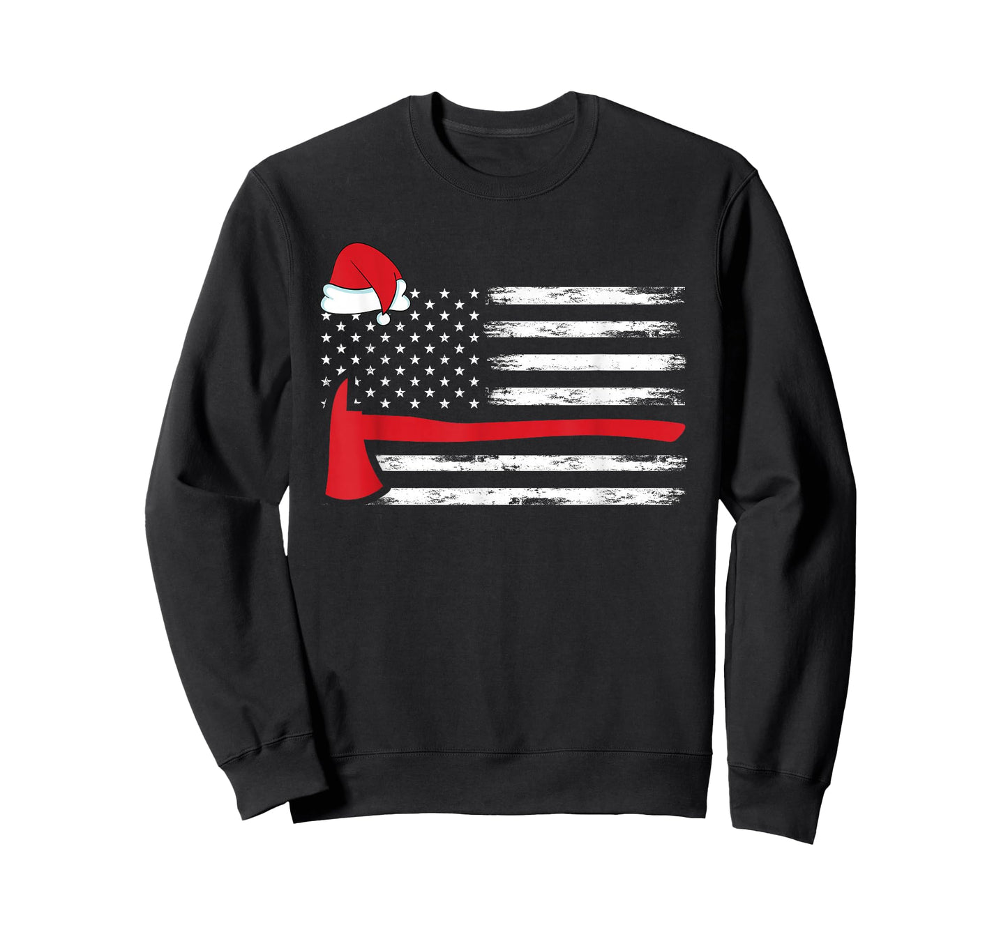 Fireman Santa American Flag Xmas Firefighter Christmas T-Shirt