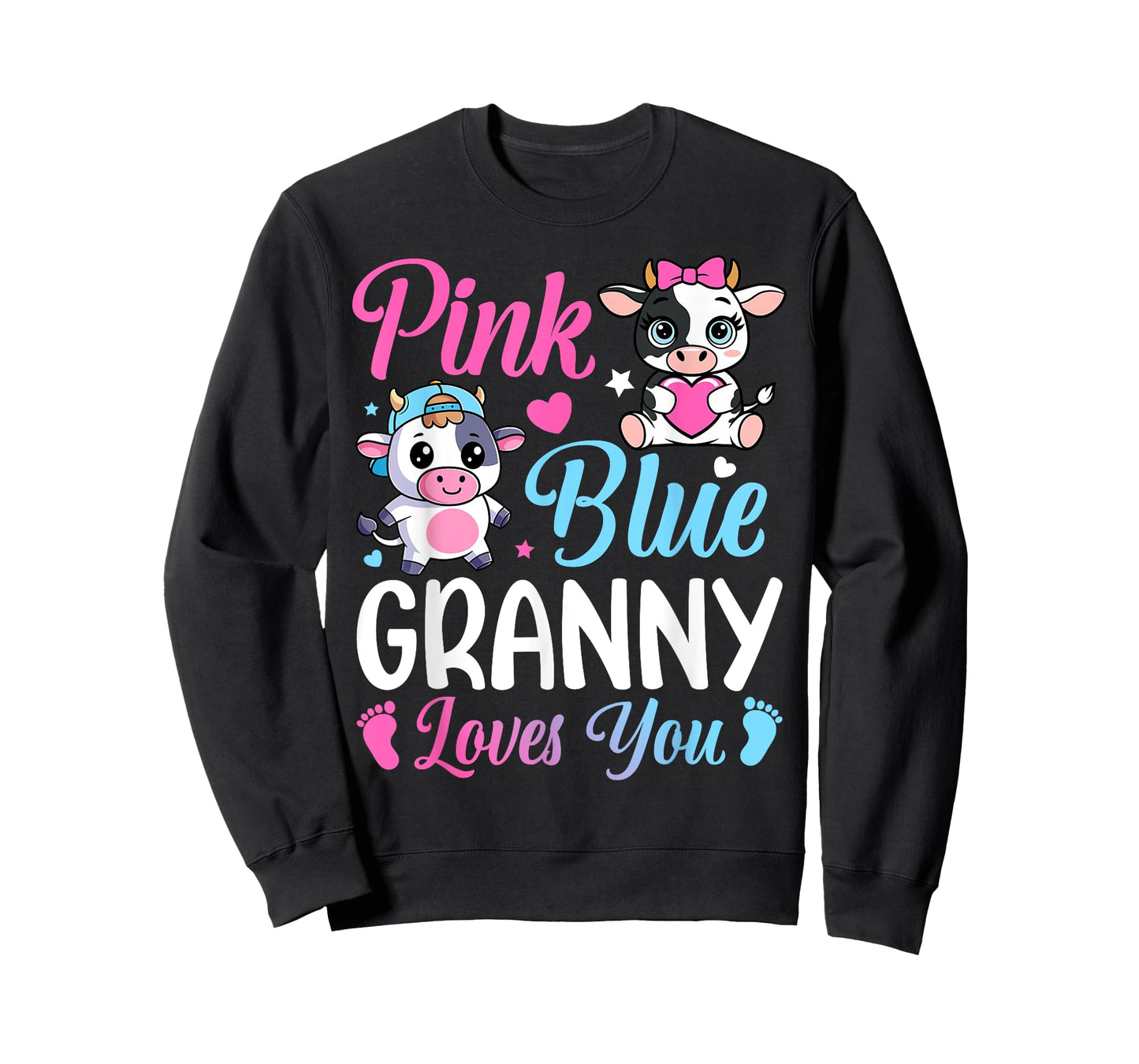 Pink Or Blue Granny Loves You Cow Gender Reveal Family T-Shirt