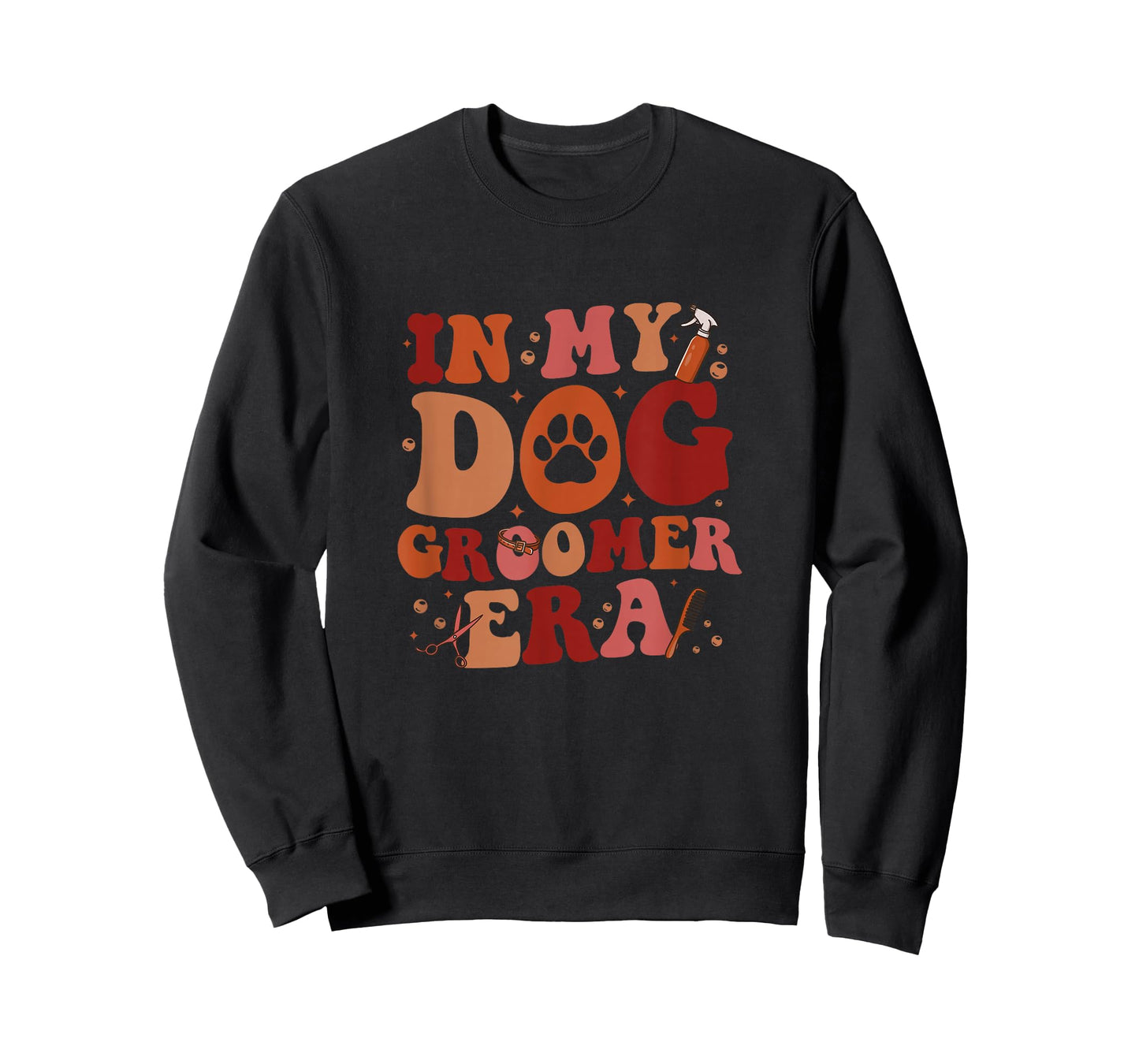 In My Dog Groomer Era Groovy Funny Dog Grooming Pet Stylist T-Shirt