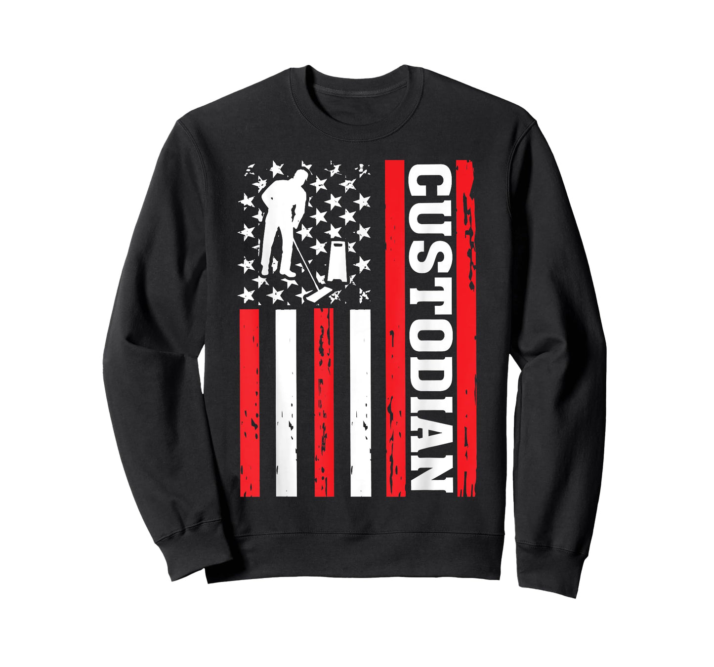 Custodian USA Flag Funny School Cleaning American Patriotic T-Shirt