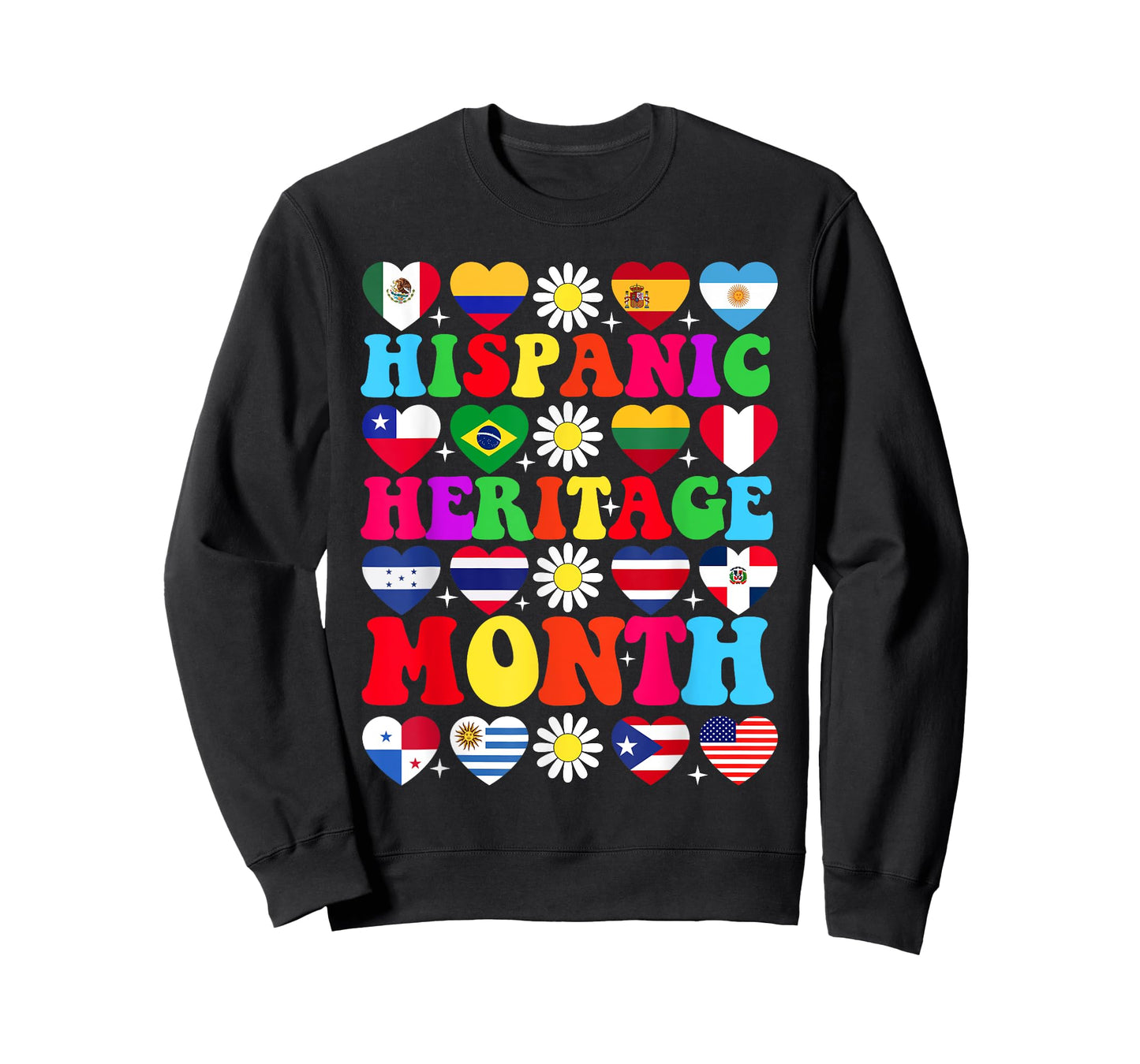 Hispanic Heritage Month Latino All Countries Heart Flags T-Shirt