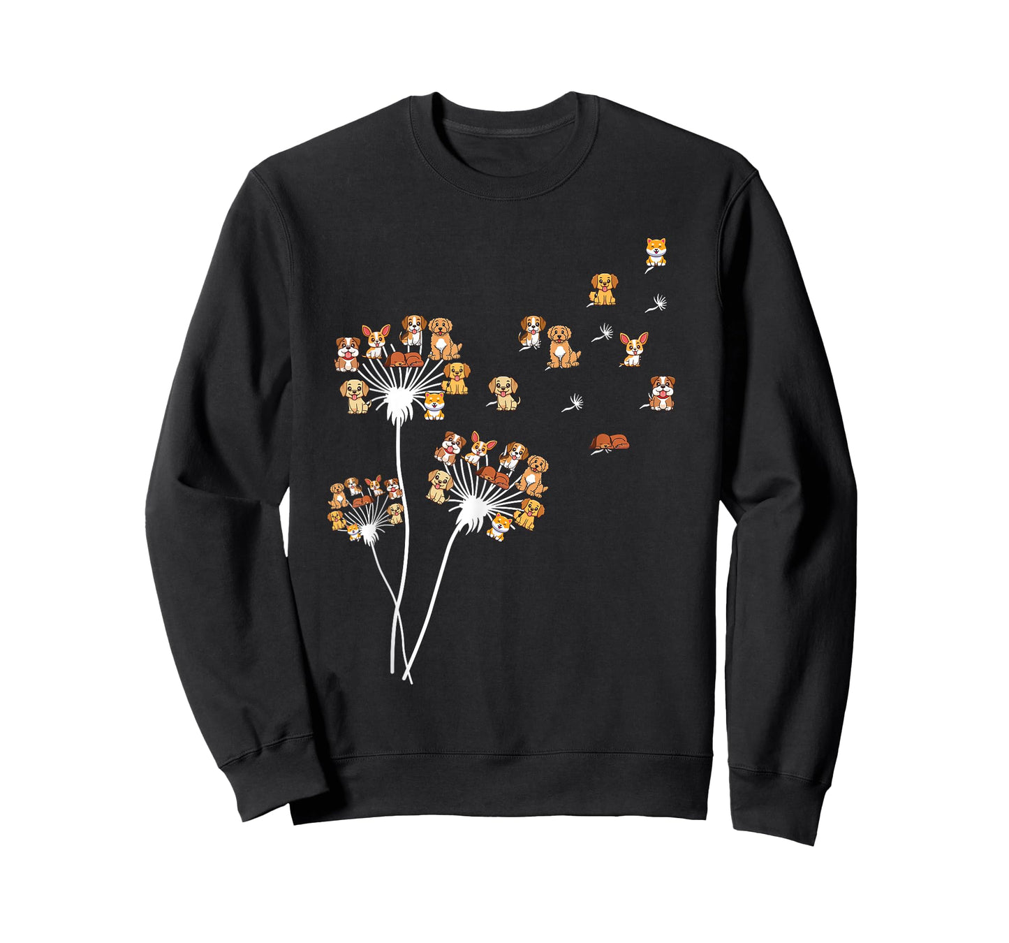 Dandelion Flowers Blowing Away Dog Dogs Paw Print Men Women Kids T-Shirt