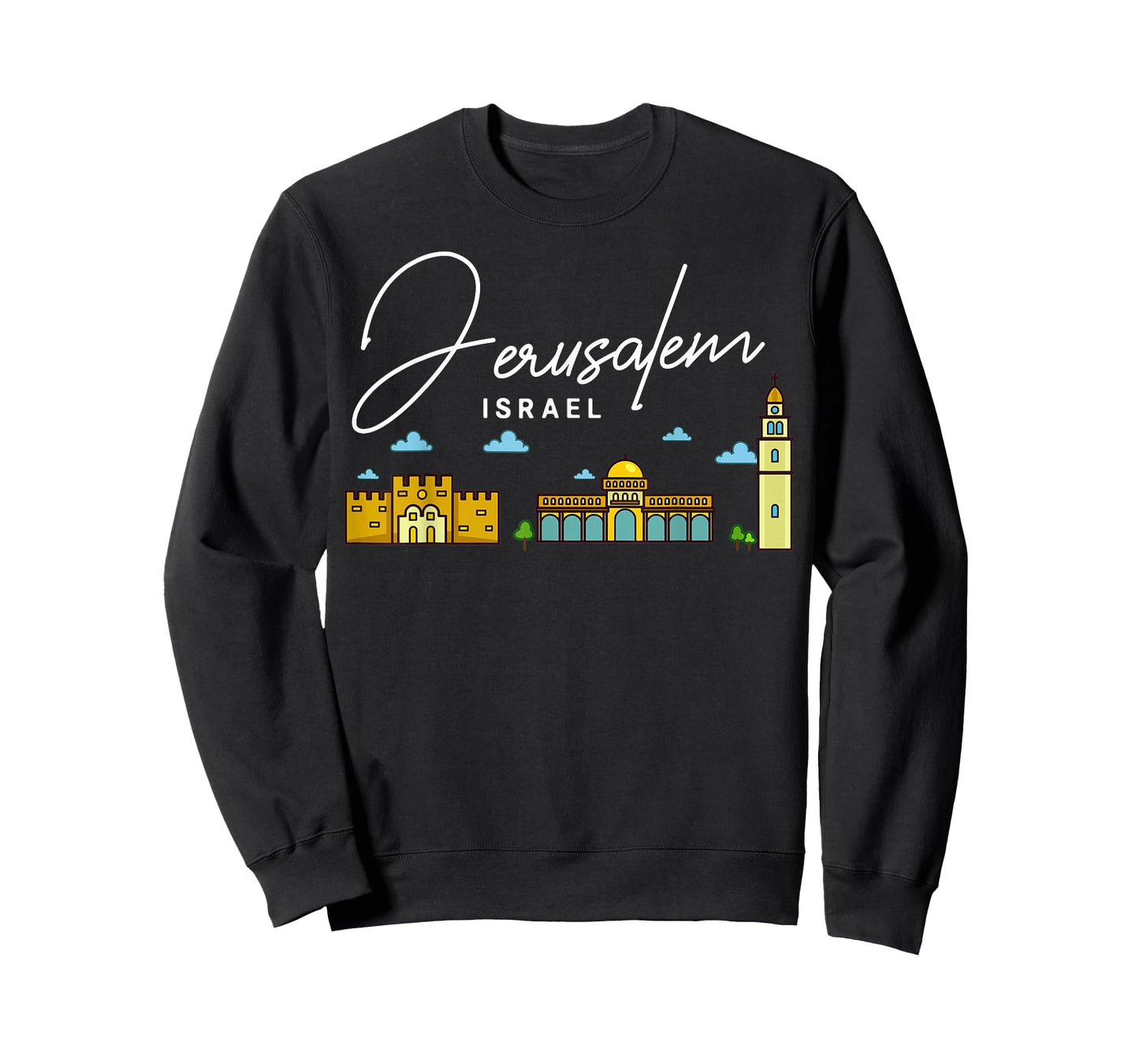 Jerusalem Israel City Skyline Map Travel T-Shirt