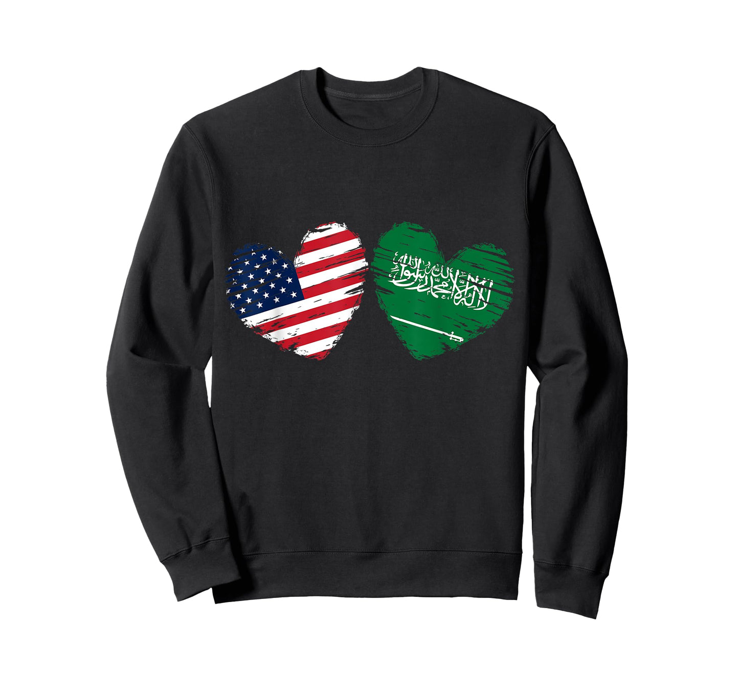 USA Saudi Arabia Flag Heart Saudi Arabian American T-Shirt