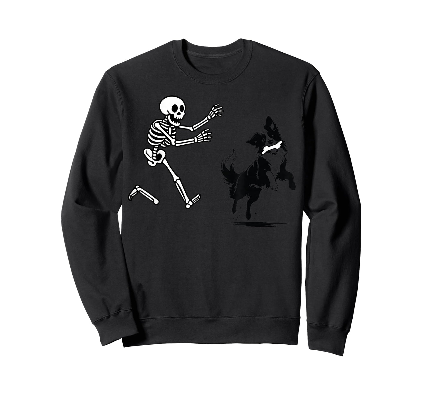 Funny Border Collie Running Skeleton Halloween T-Shirt