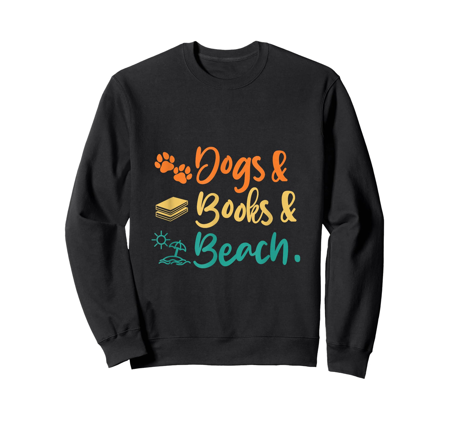 Dogs Books Beach Holiday Summer Funny T-Shirt