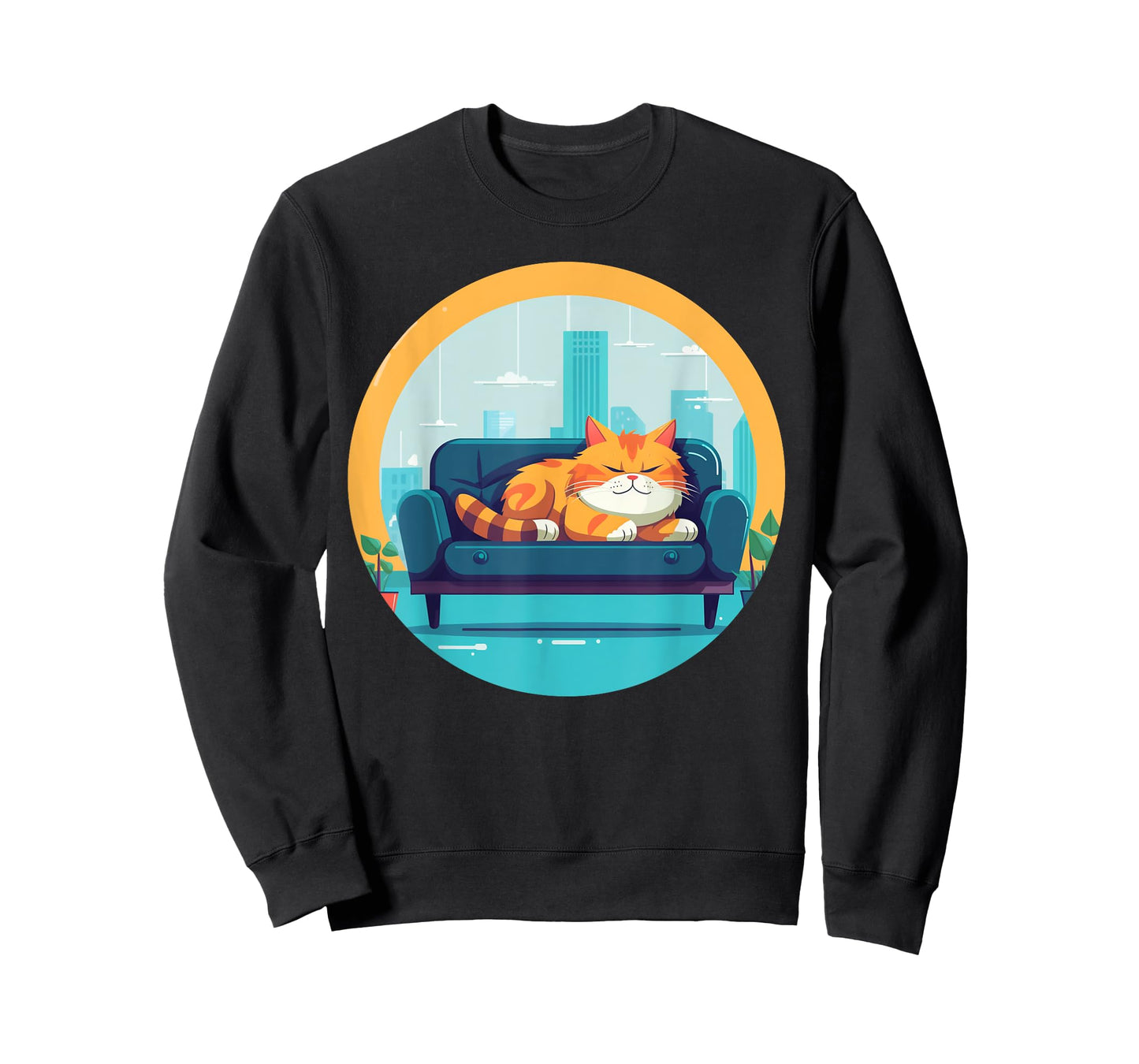 Funny sleepy cat on sofa for cats boys and girls T-Shirt