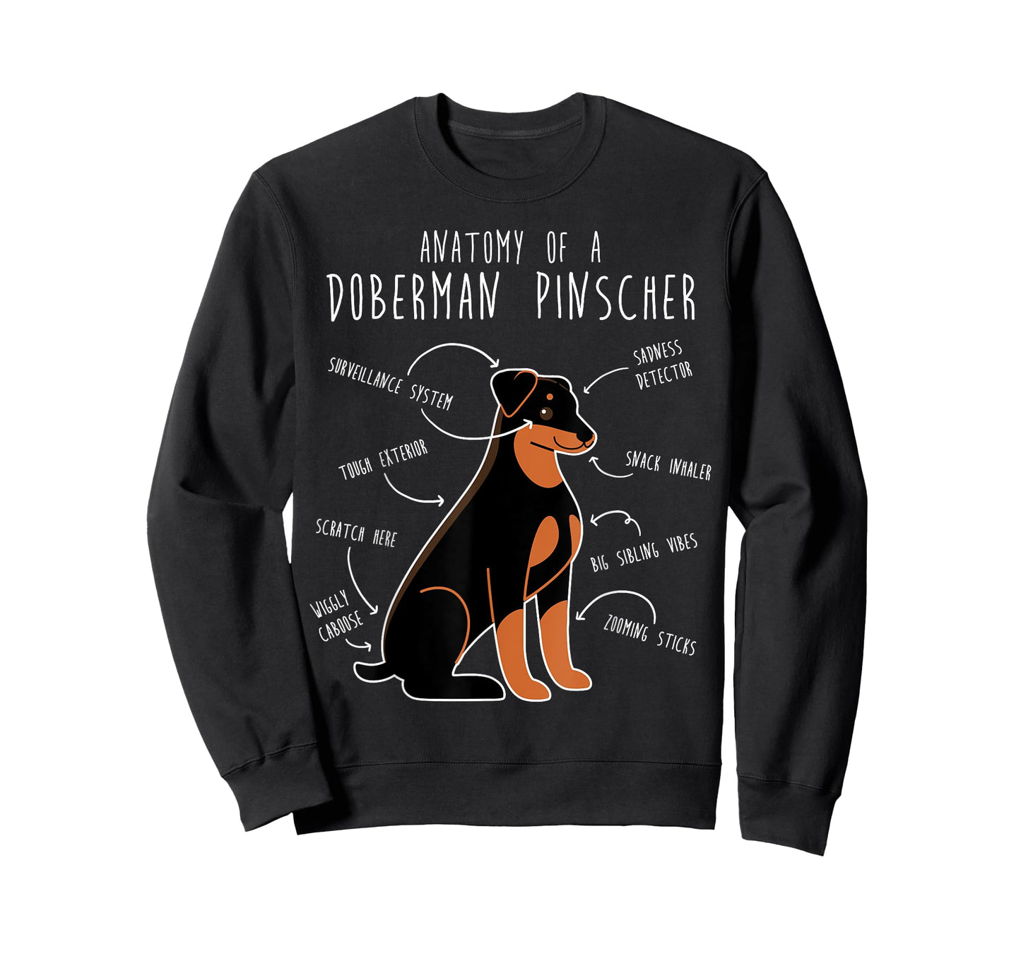 Doberman Pinscher Dog Anatomy Floppy Ears Funny Cute Pet Mom T-Shirt