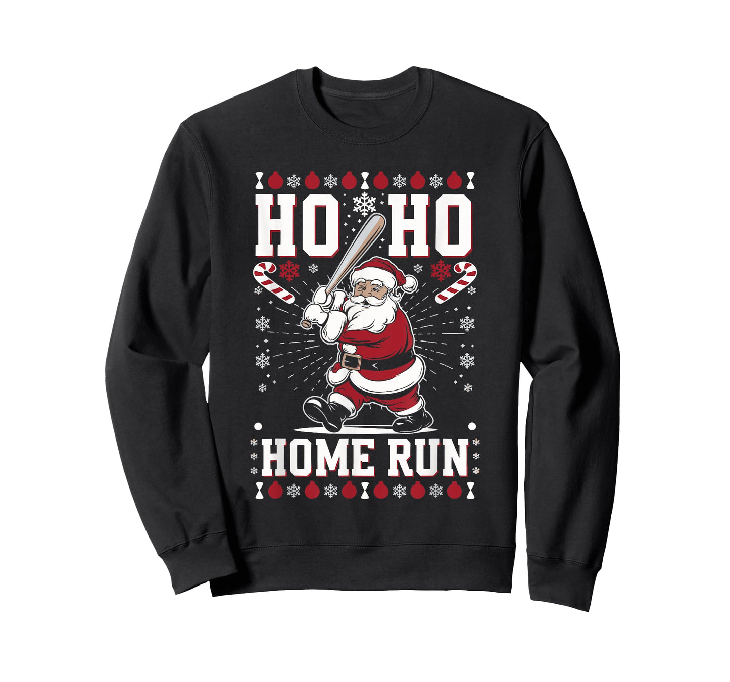 Christmas Santa Baseball Home Run Ho Ho Home Run T-Shirt, Unisex-Adults, Unisex-Kids, Black, Small, Short Sleeve, T-Shirt
