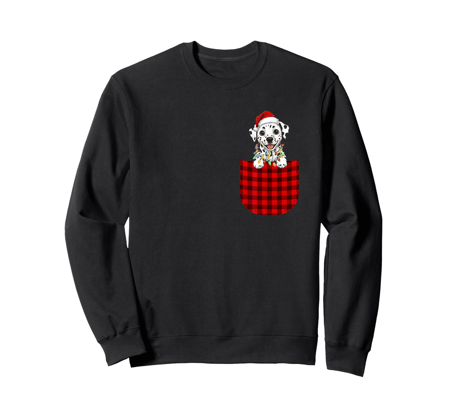 Dalmatian Dog Buffalo Red Plaid Pocket Christmas Funny T-Shirt