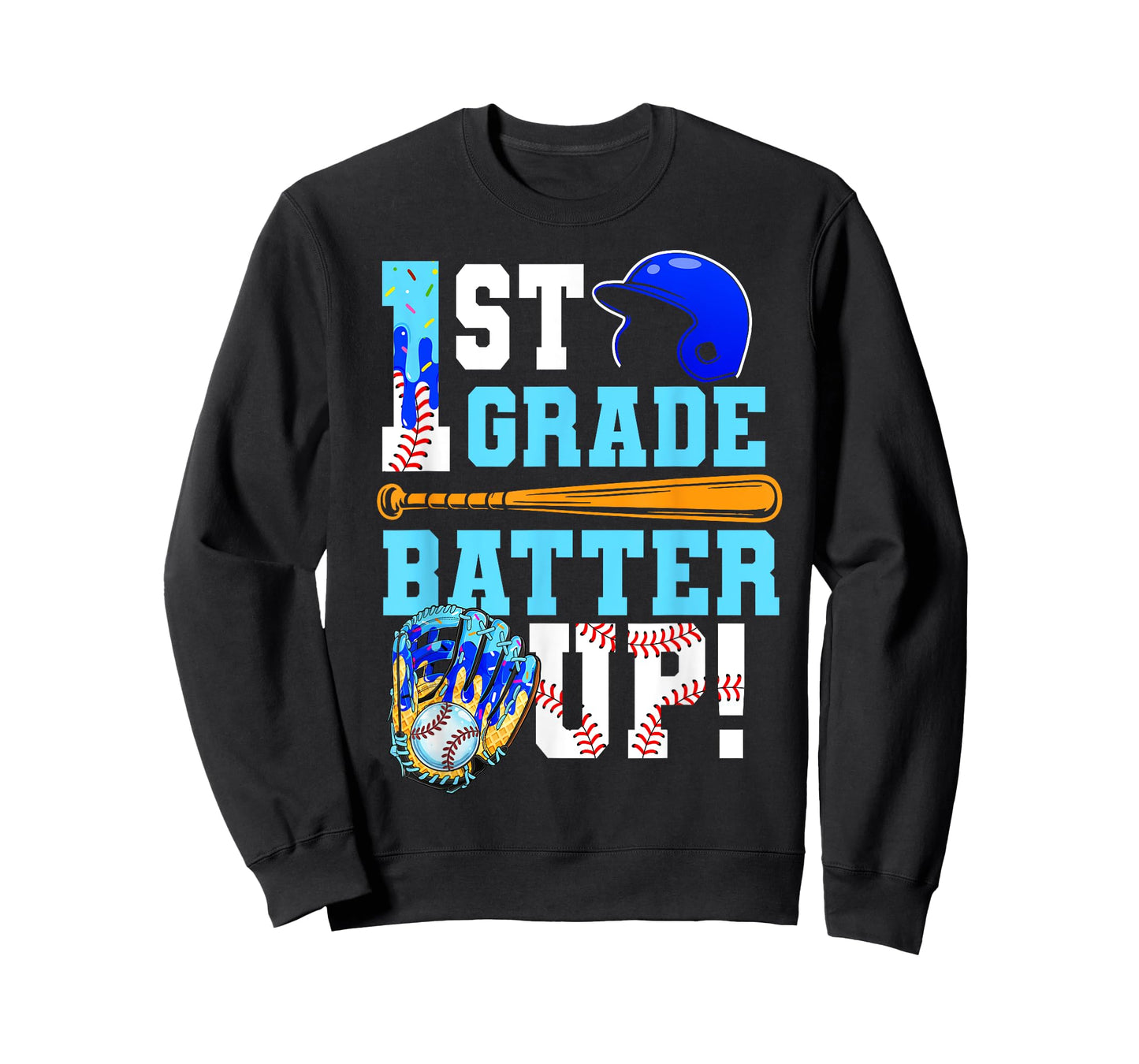 1st Grade Back To School Baseball Drip Ice Cream Batter Up T-Shirt