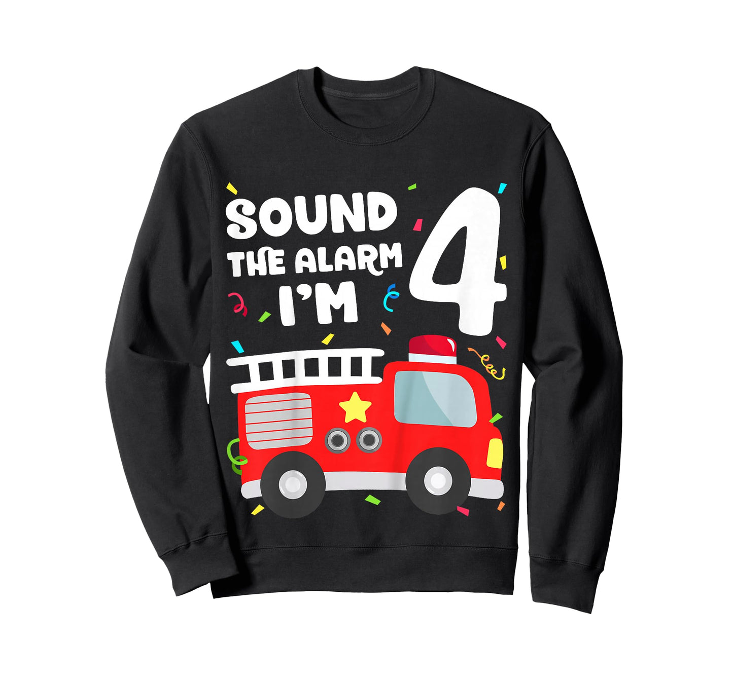 Fire Truck 4th Birthday Toddler Boy Firefighter 4 Year Old T-Shirt