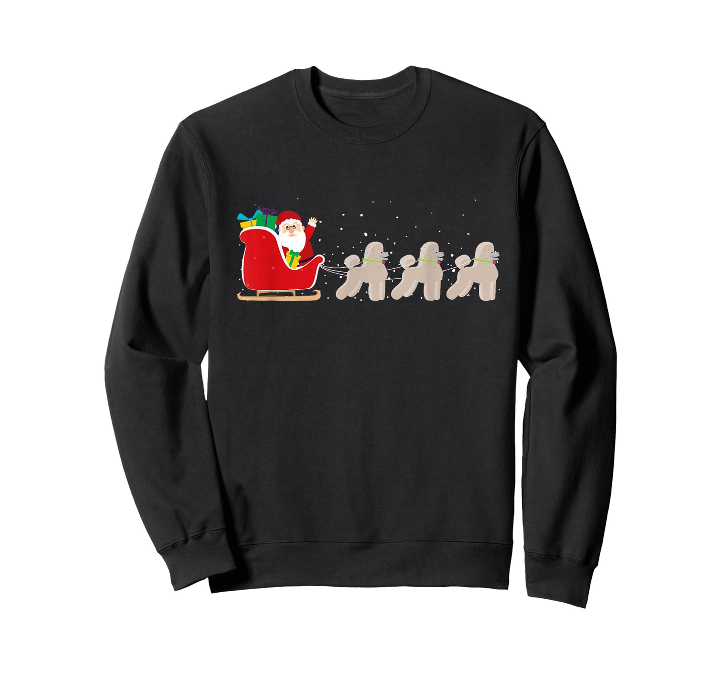 Poodle Santa Christmas Sleigh - Funny Poodle Xmas T-Shirt