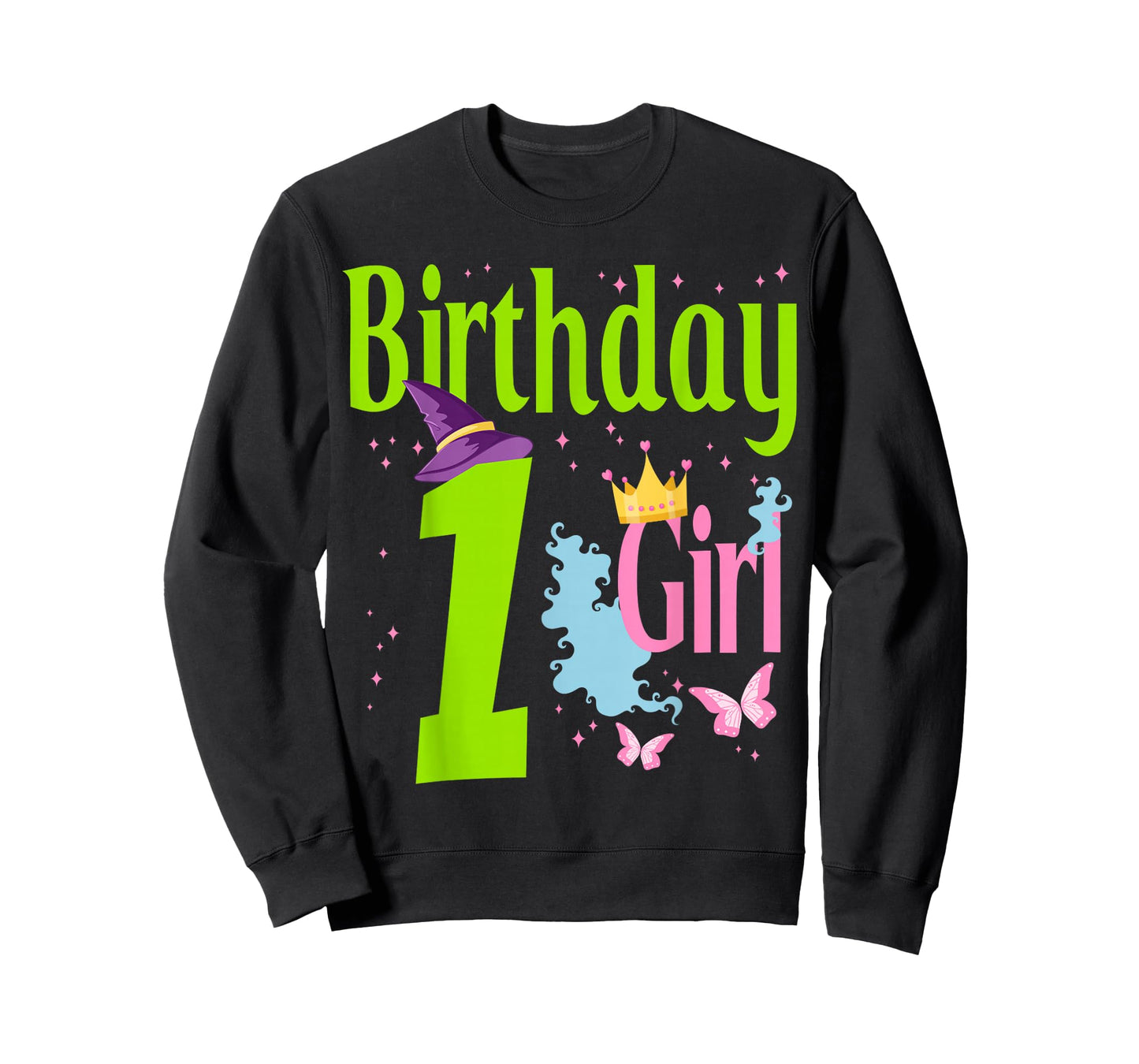Birthday Girl 1 Princess Crown Butterfly Birthday Party Look T-Shirt