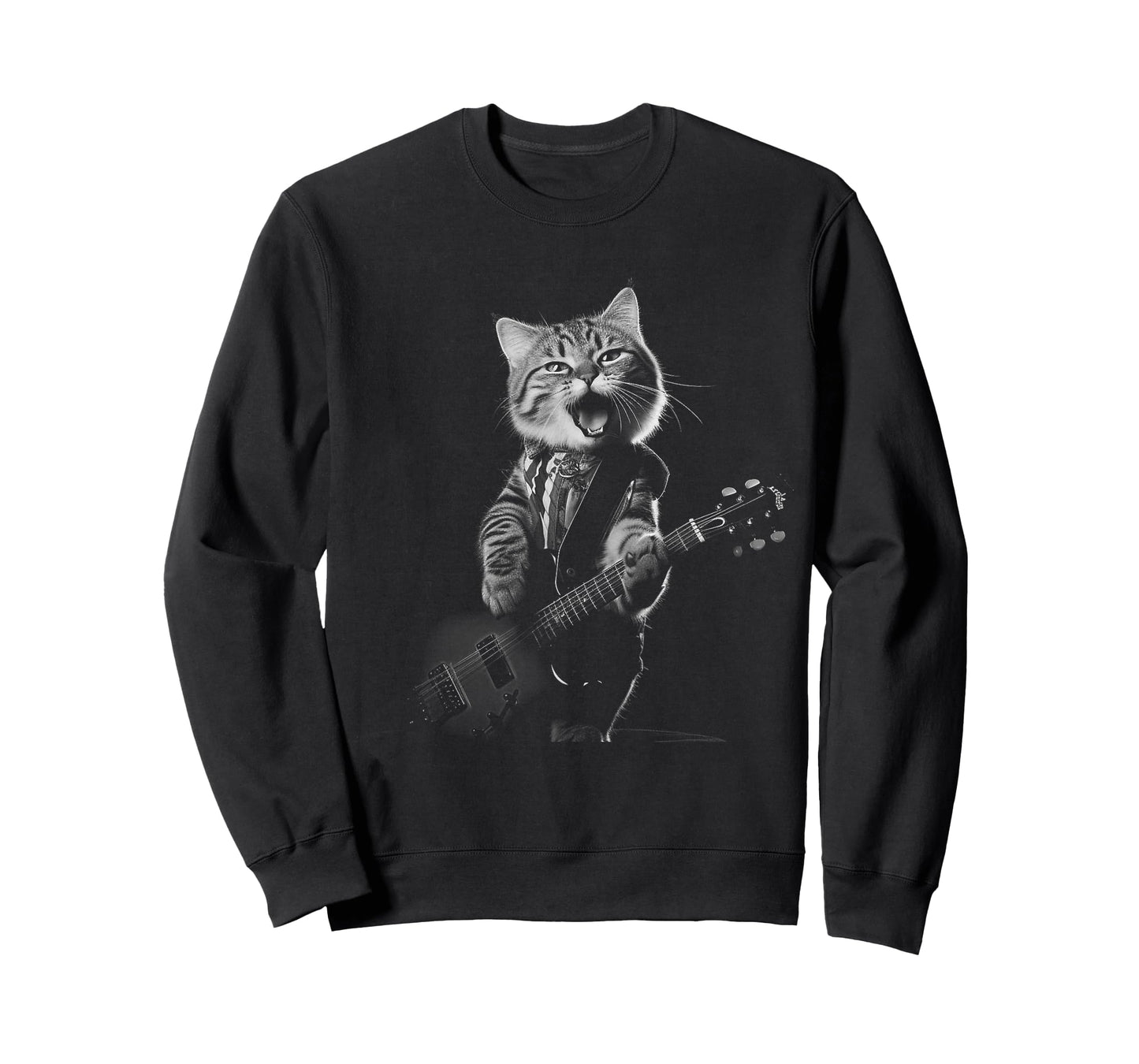 Funny cat musician men women kids music cat playing guitar T-Shirt
