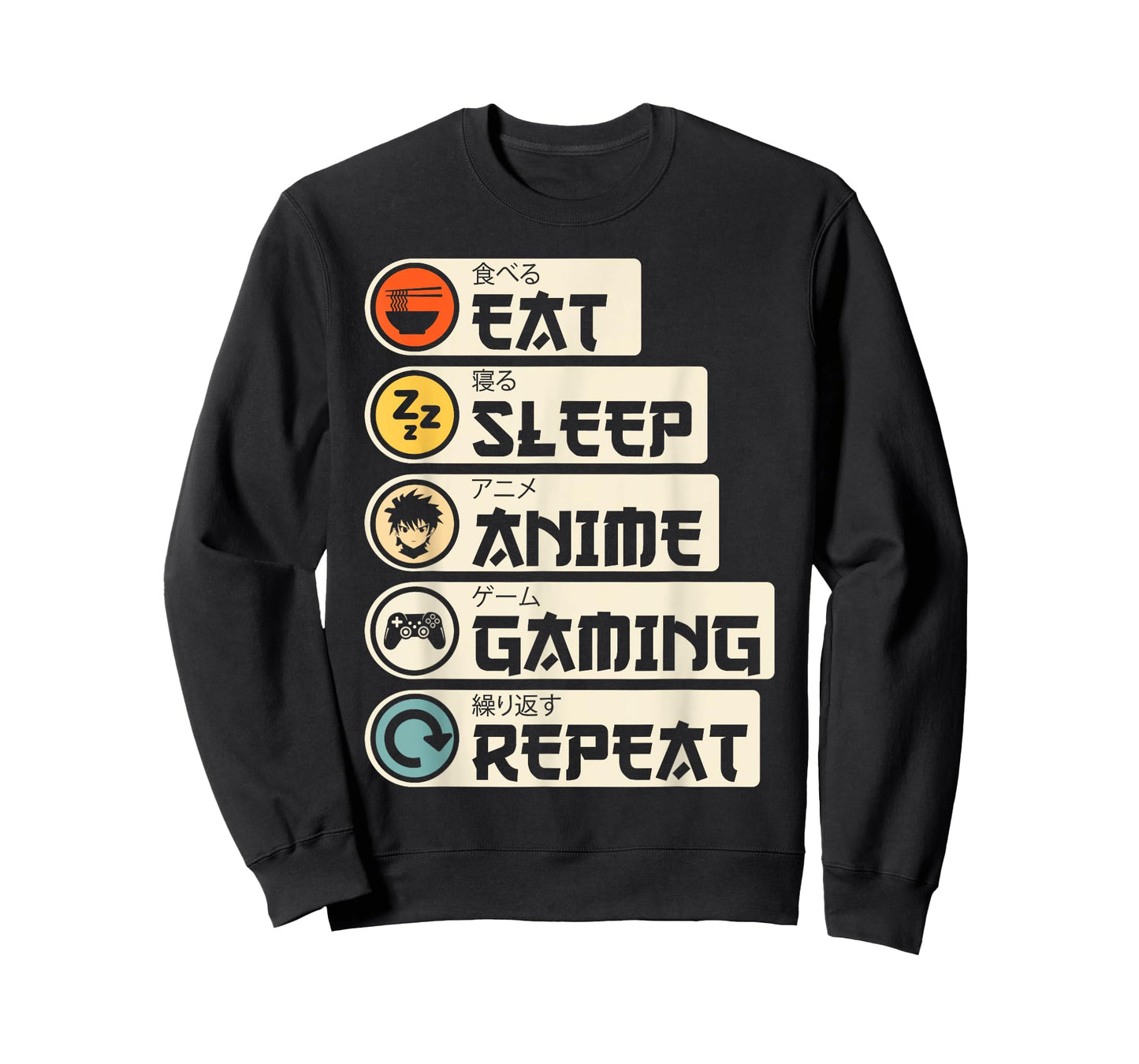 Eat Sleep Anime Gaming Repeat Kawaii Otaku Anime Manga T-Shirt