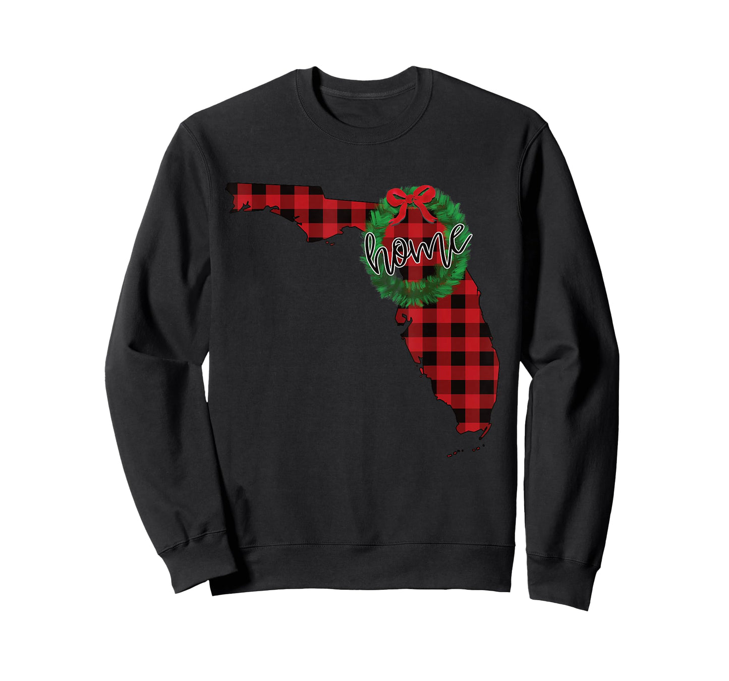 Florida Buffalo Plaid Christmas Home Wreath Retro T-Shirt