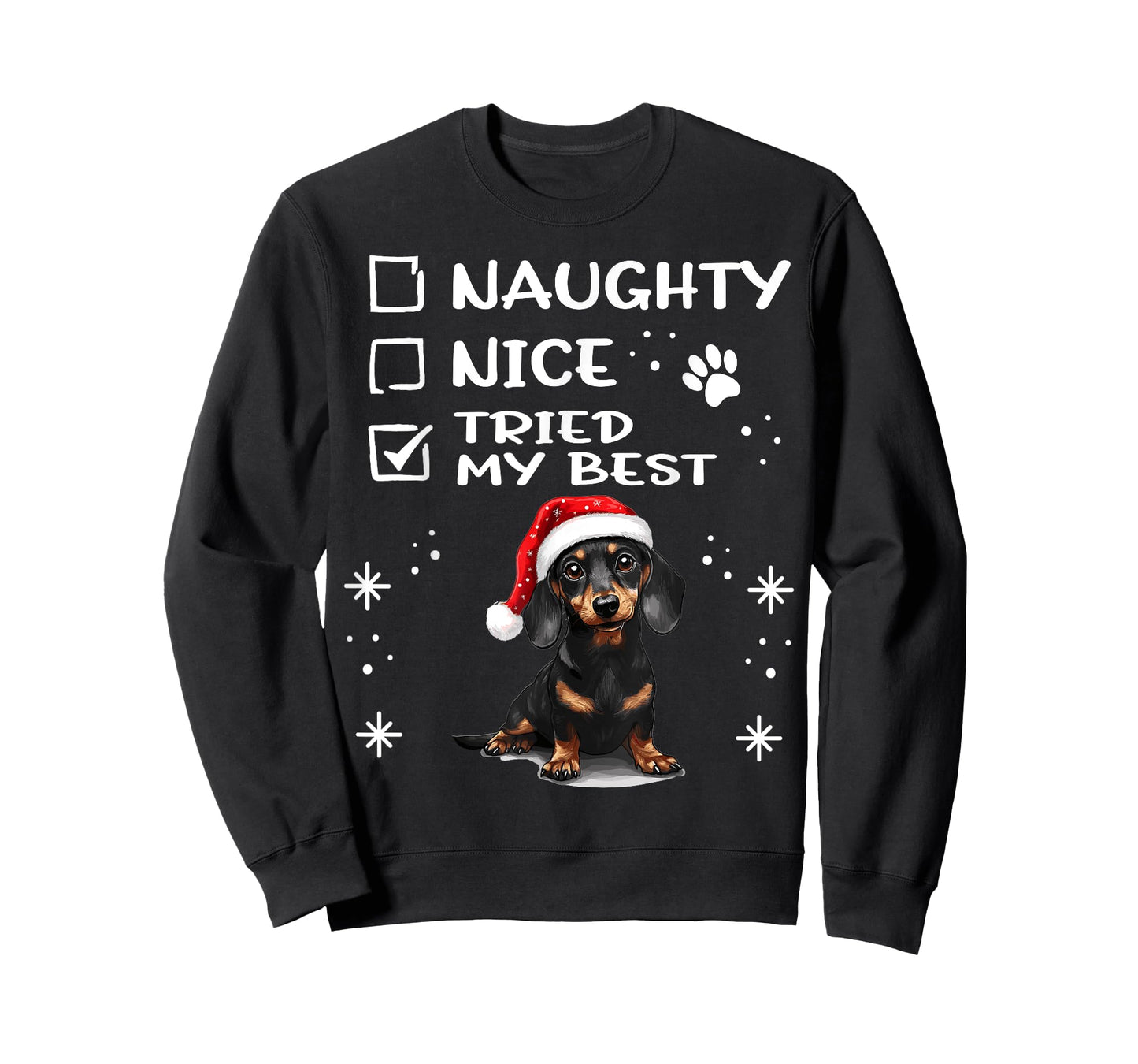 Cute Dachshund Wiener Doxie dog Dog Christmas Naughty Nice T-Shirt