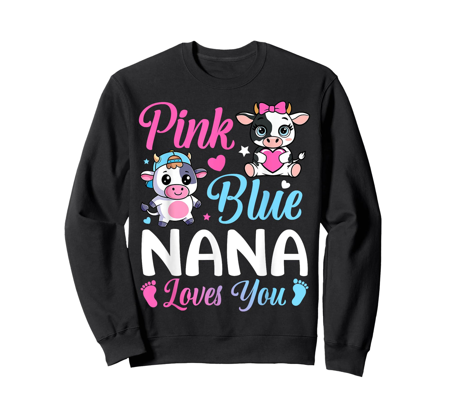 Pink Or Blue Nana Loves You Cow Gender Reveal Family T-Shirt