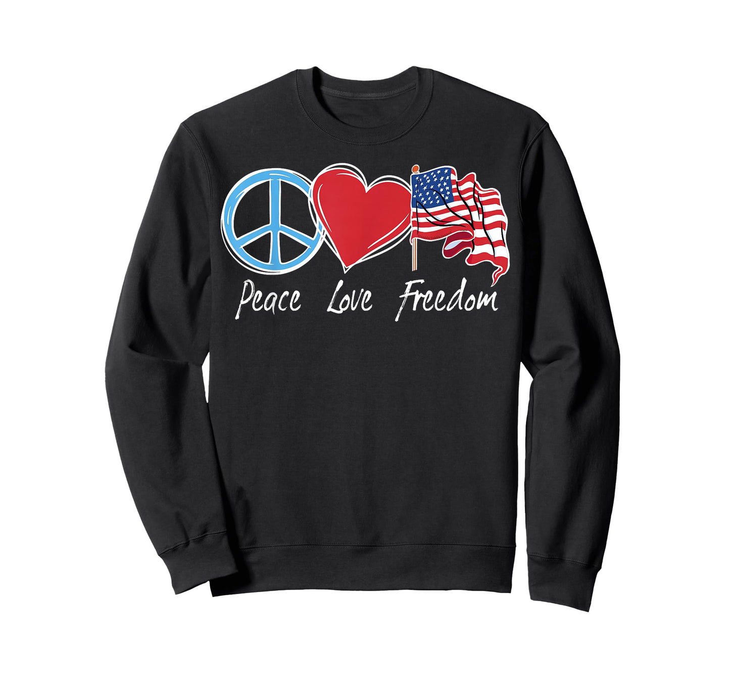 Patriotic Retro Peace Love Freedom USA Flag 4th of July T-Shirt
